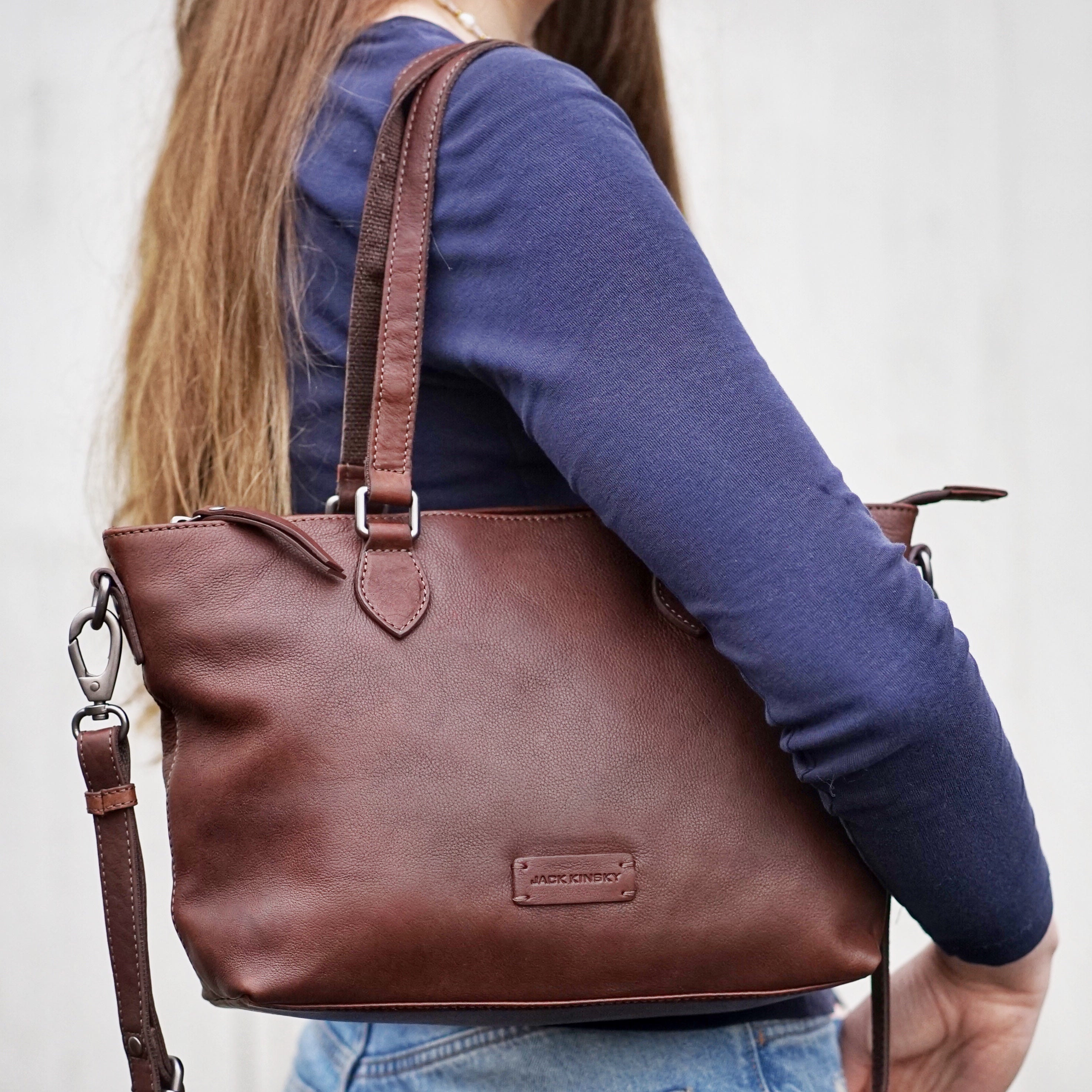 Jack Kinsky Montreal 23N Handtasche Cognac Rindleder