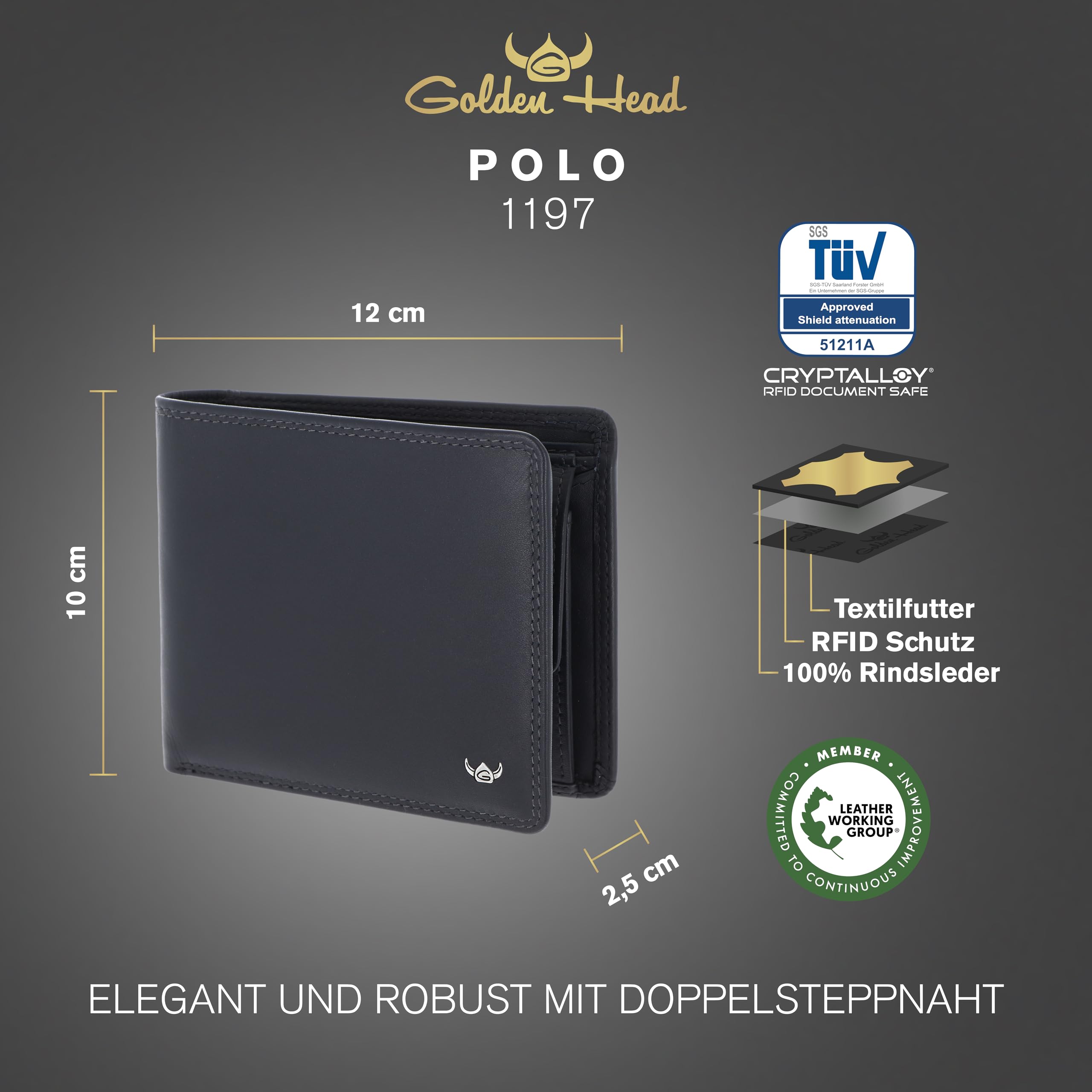 Golden Head Polo 1197 Geldbörse Marineblau RFID