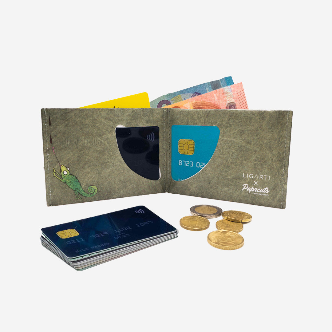 Paprcuts RFID Wallet Faultier Portemonnaie grün Tyvek