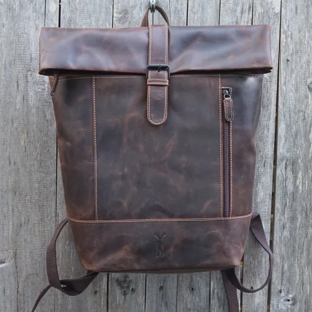 Jack Kinsky Baltimore 15 Lederrucksack Mocca Rindleder