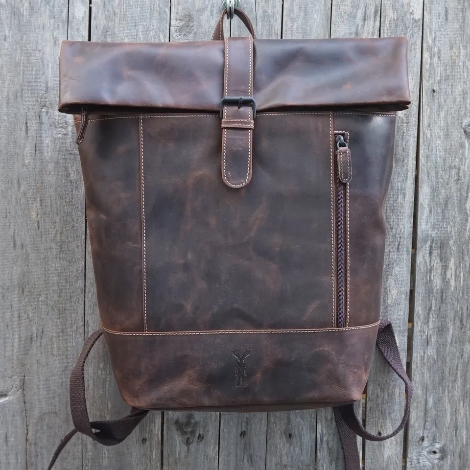 Jack Kinsky Baltimore 15 Lederrucksack Mocca Rindleder