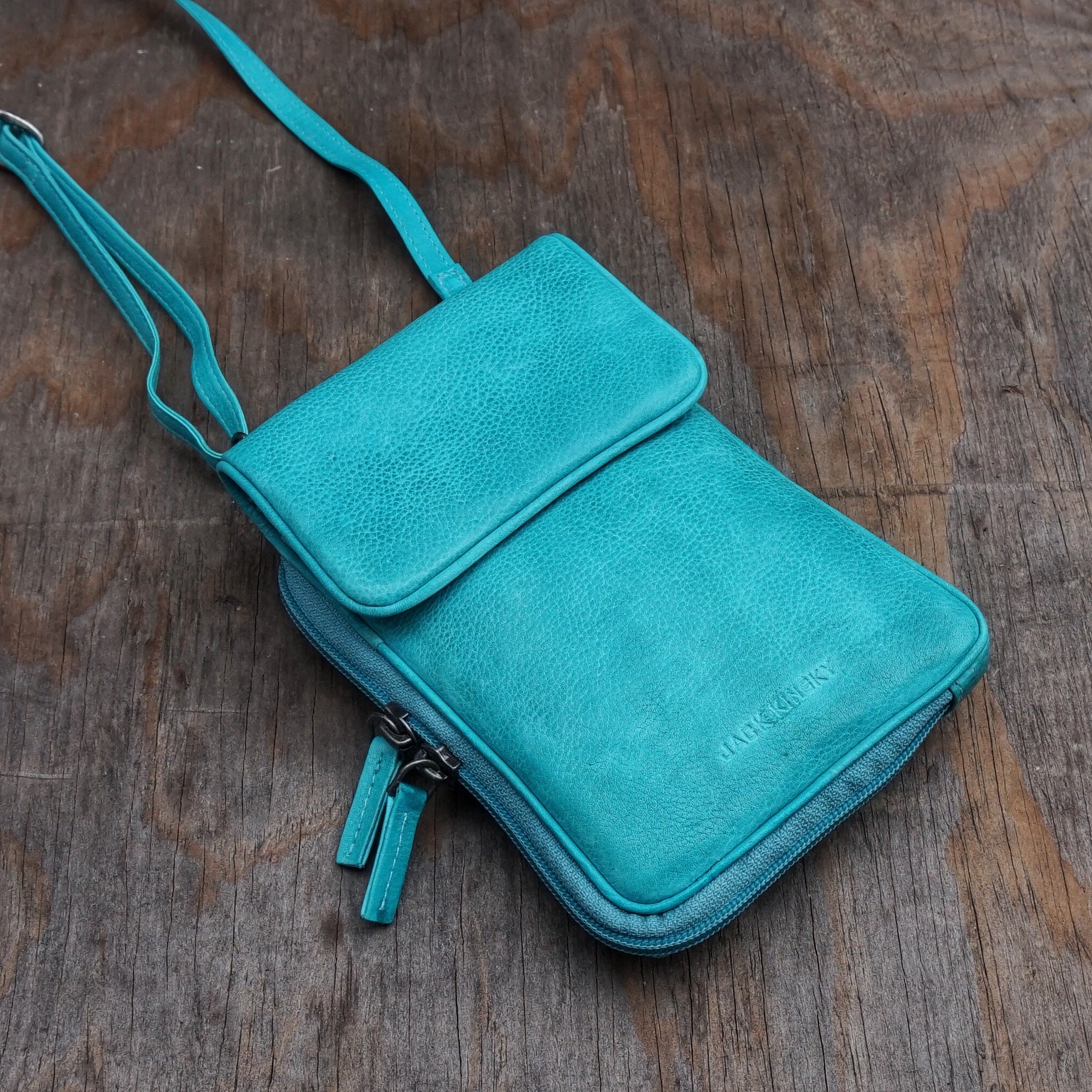 Jack Kinsky Nassau 2 Handytasche Aqua Leder