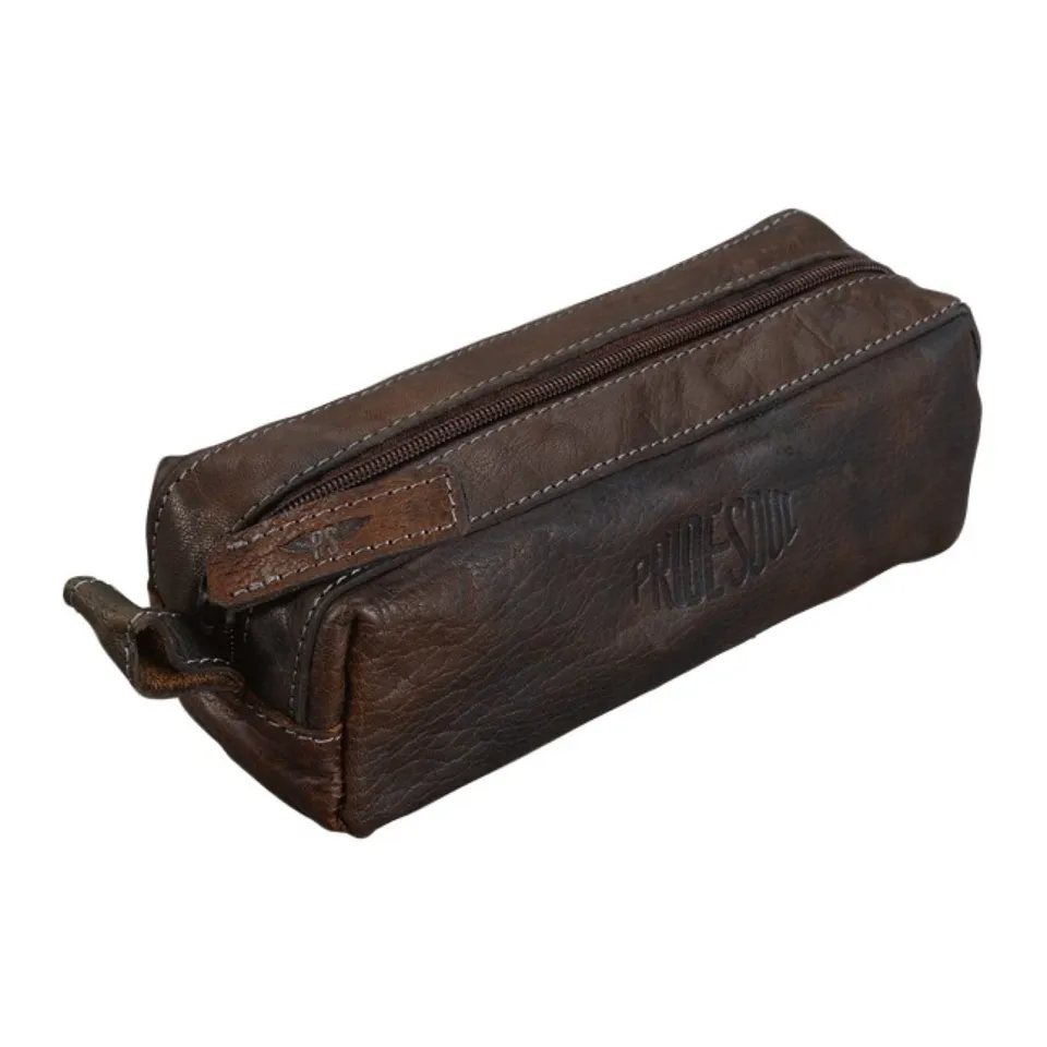Alumaxx Schlamperrolle Stifte-Etui graubraun Leder