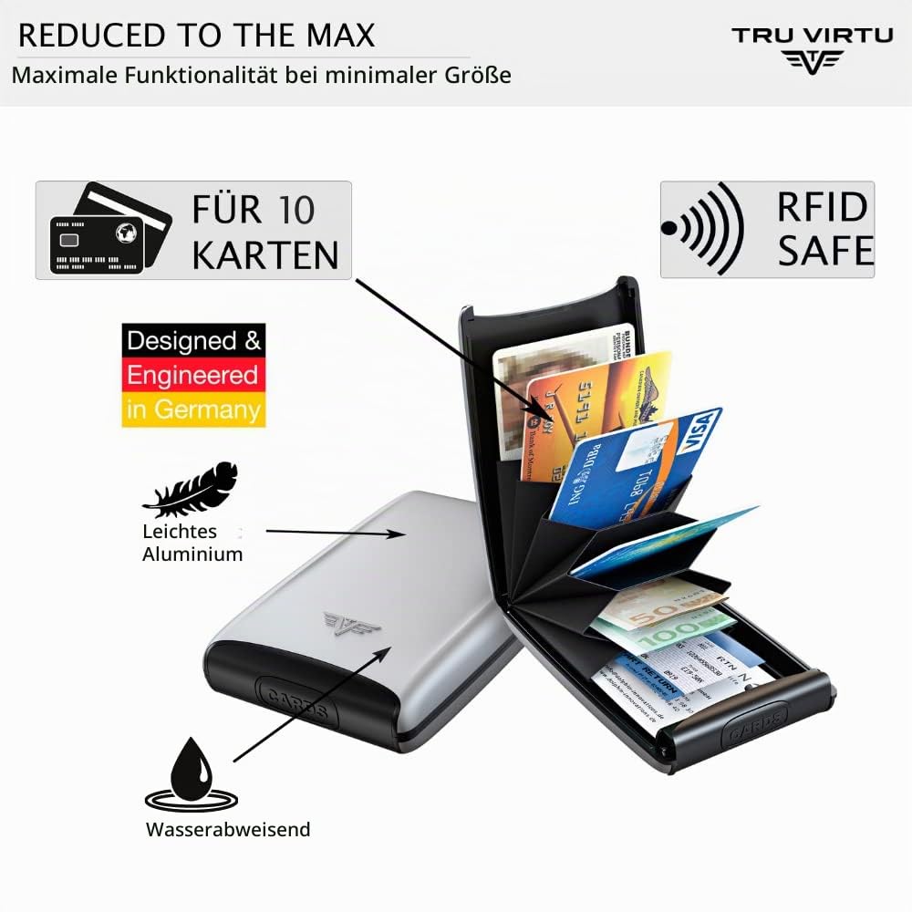 Tru Virtu Credit Card Case Fan Silk Silver Arrow RFID Alu