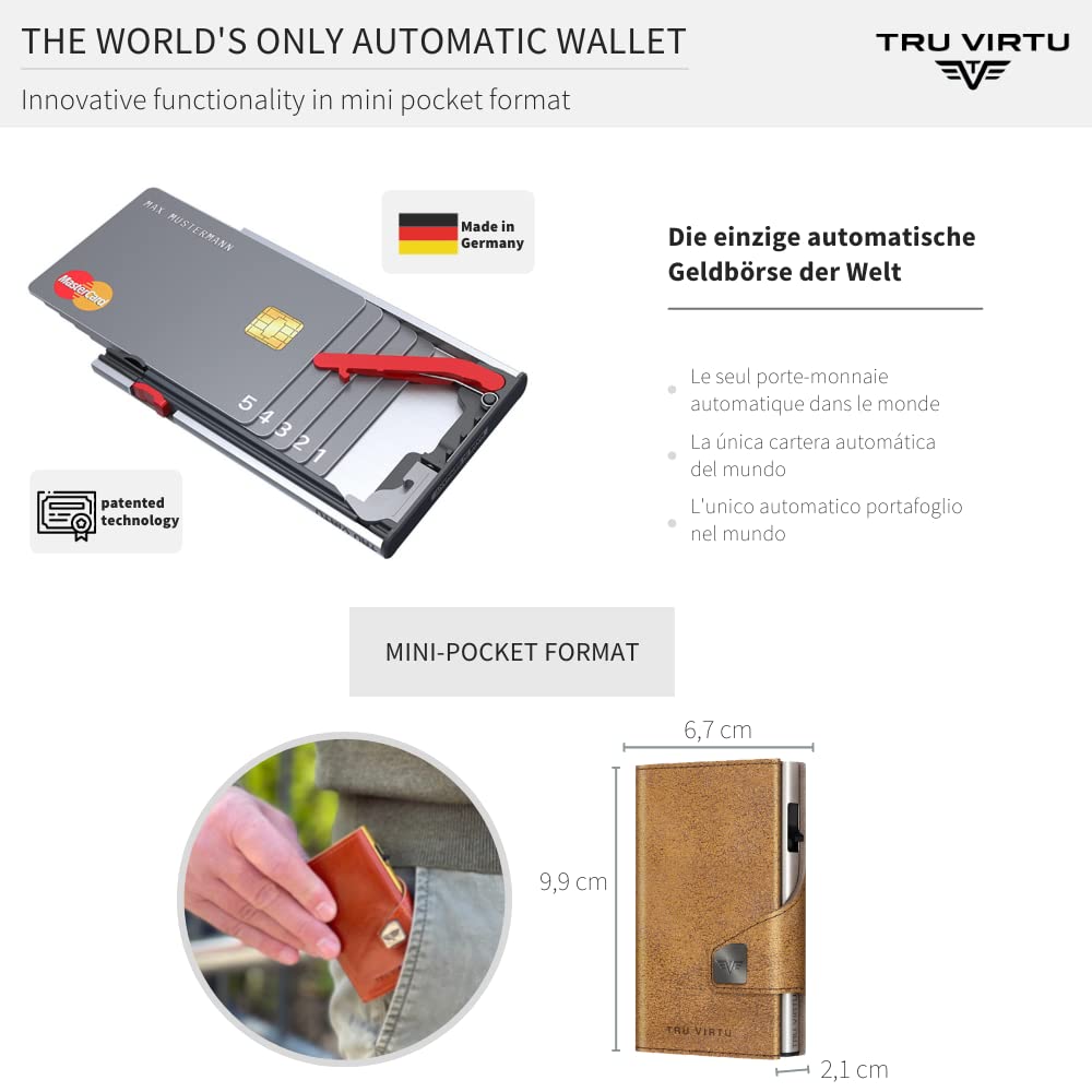 Tru Virtu Wallet Click & Slide Kartenetui Goldbrown RFID