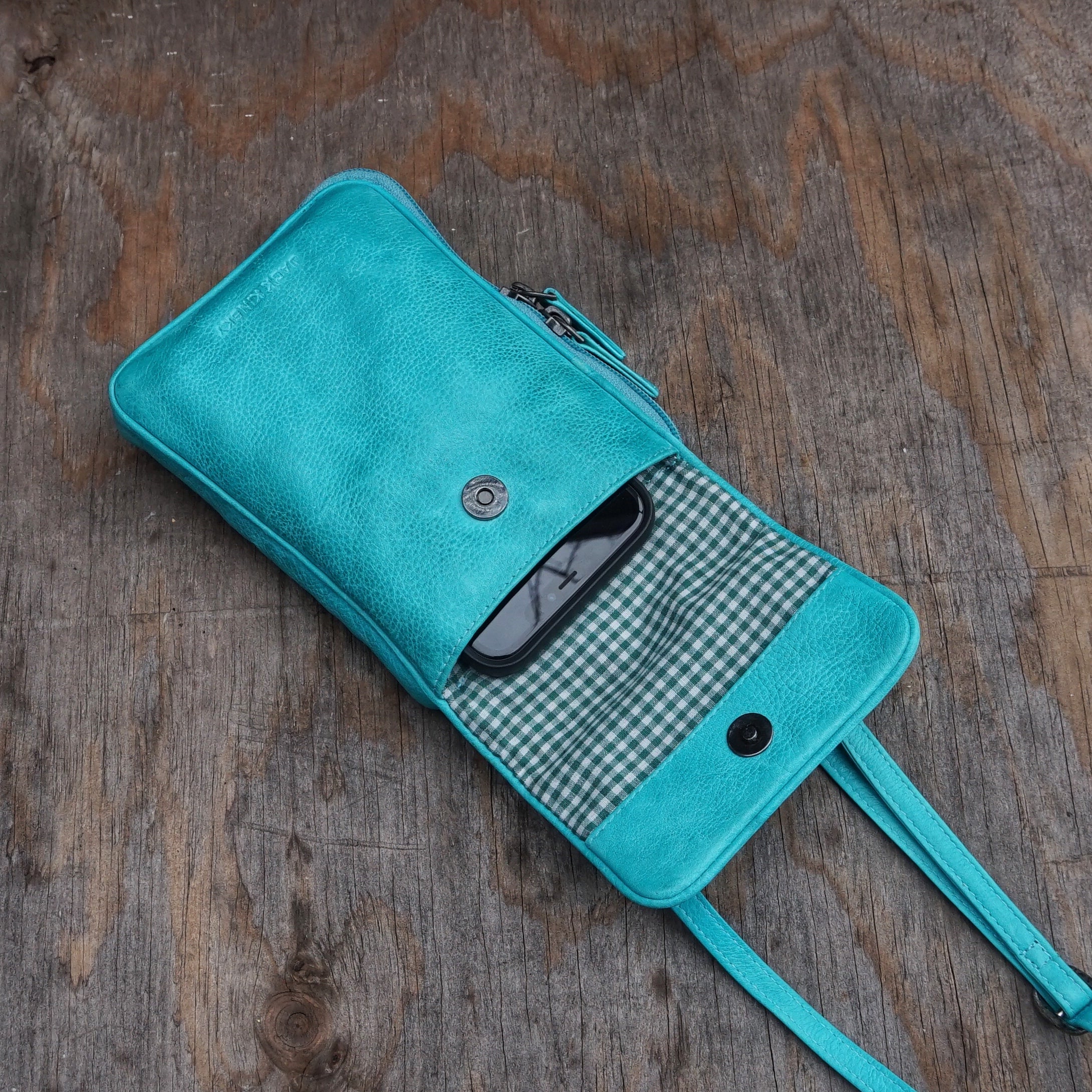 Jack Kinsky Nassau 2 Handytasche Aqua Leder