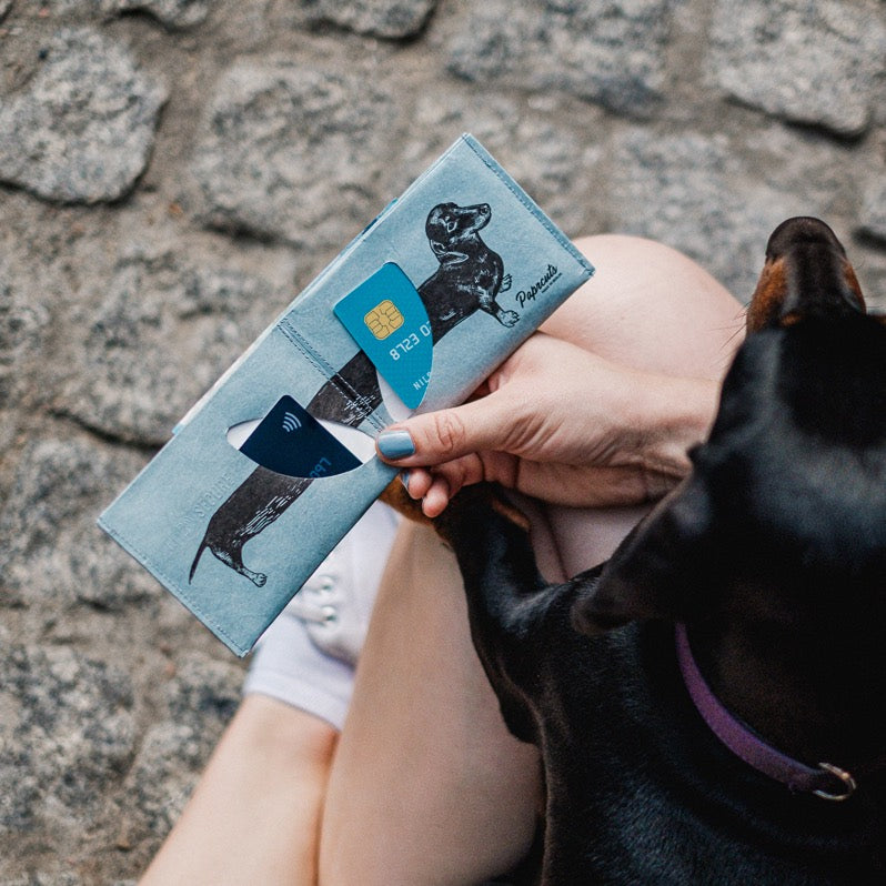 Paprcuts RFID Wallet Sausage Dog Portemonnaie Blau Dackel RFID