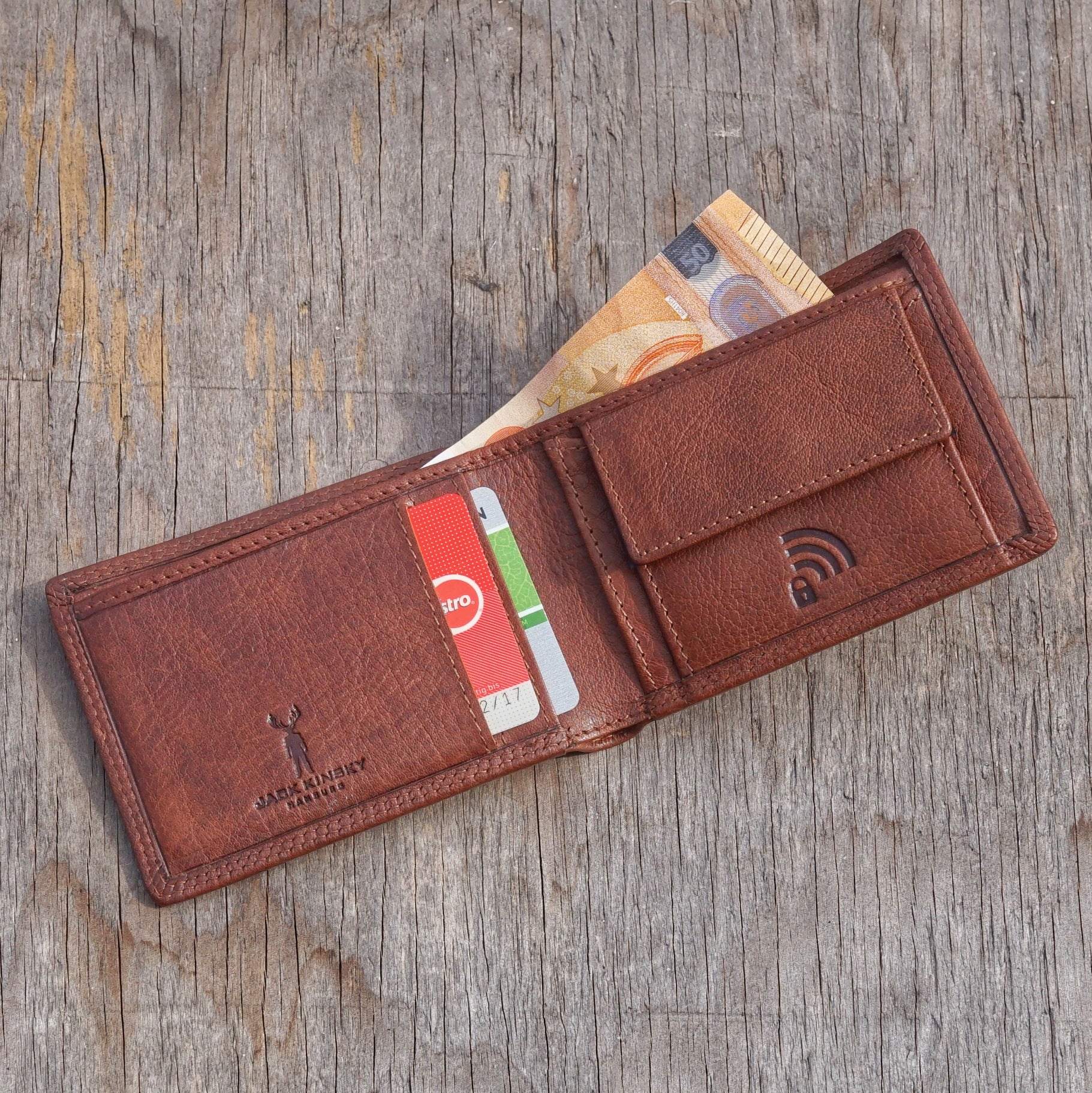 Jack Kinsky Porto 104 Minibörse Cognac Büffelleder RFID