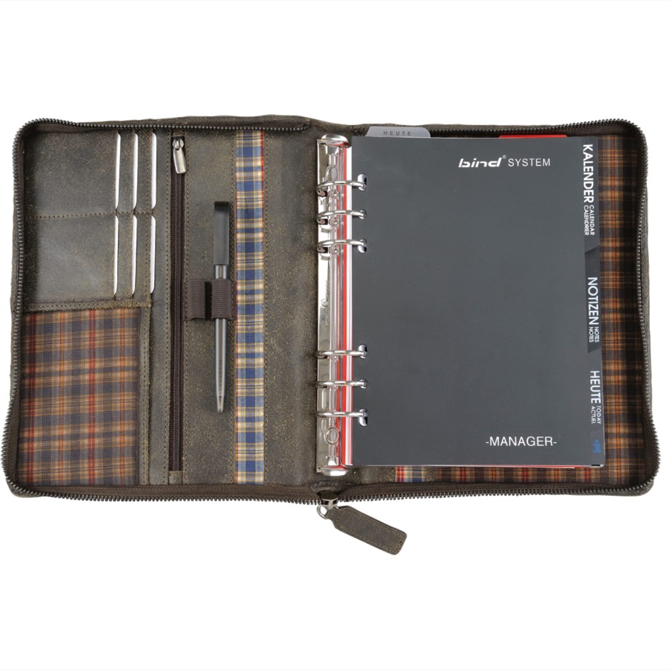 Alumaxx Systemplaner A5 Organizer Leder braun mit Stift