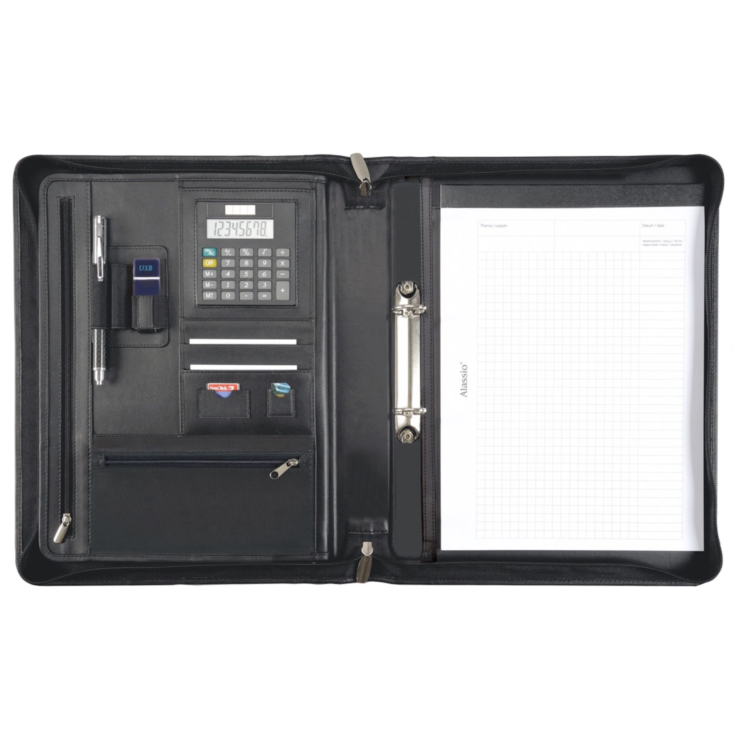 Alumaxx Ringbuchmappe A4 CARPO Organizer schwarz Nappaleder