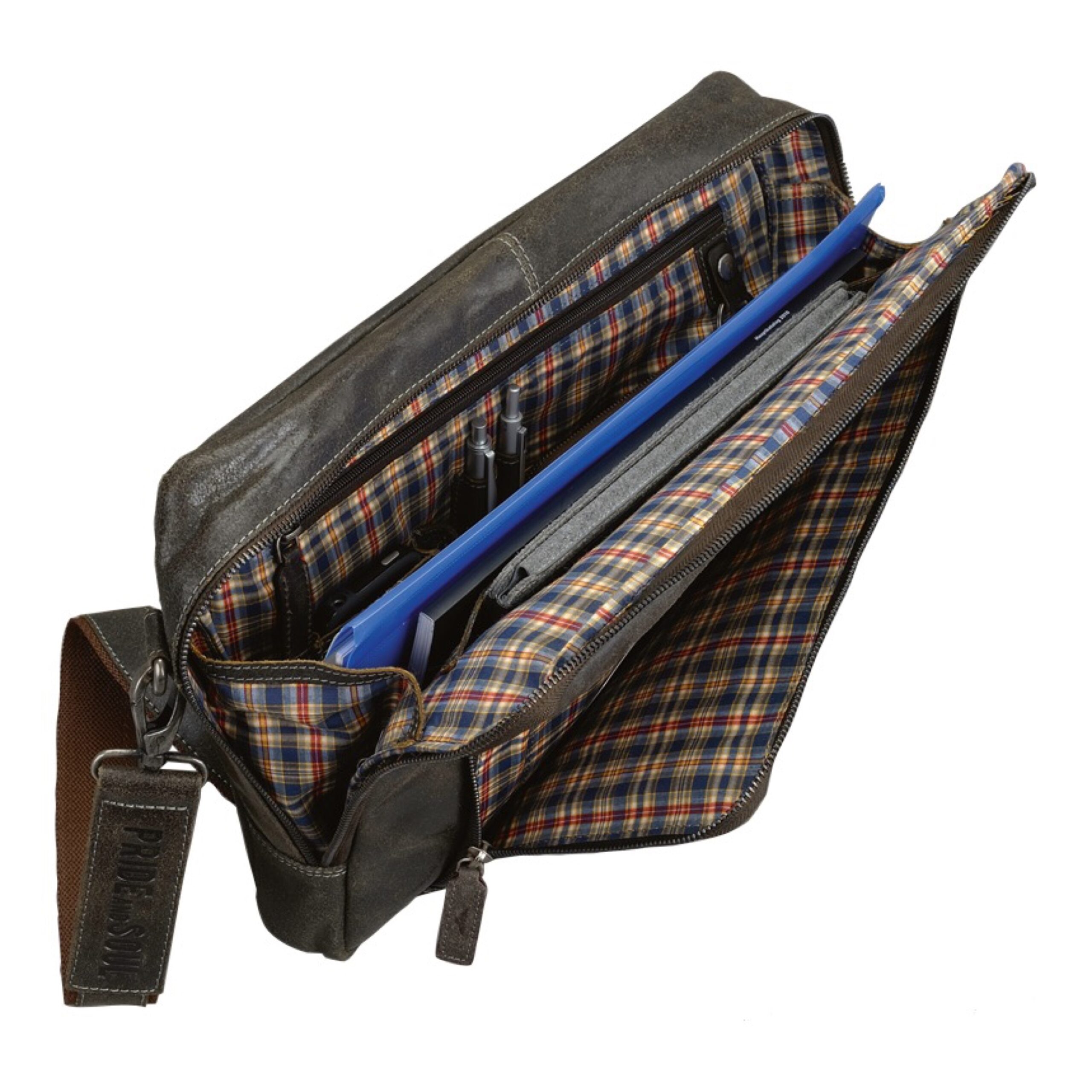 Alumaxx King Umhängetasche Braun Leder Laptopfach