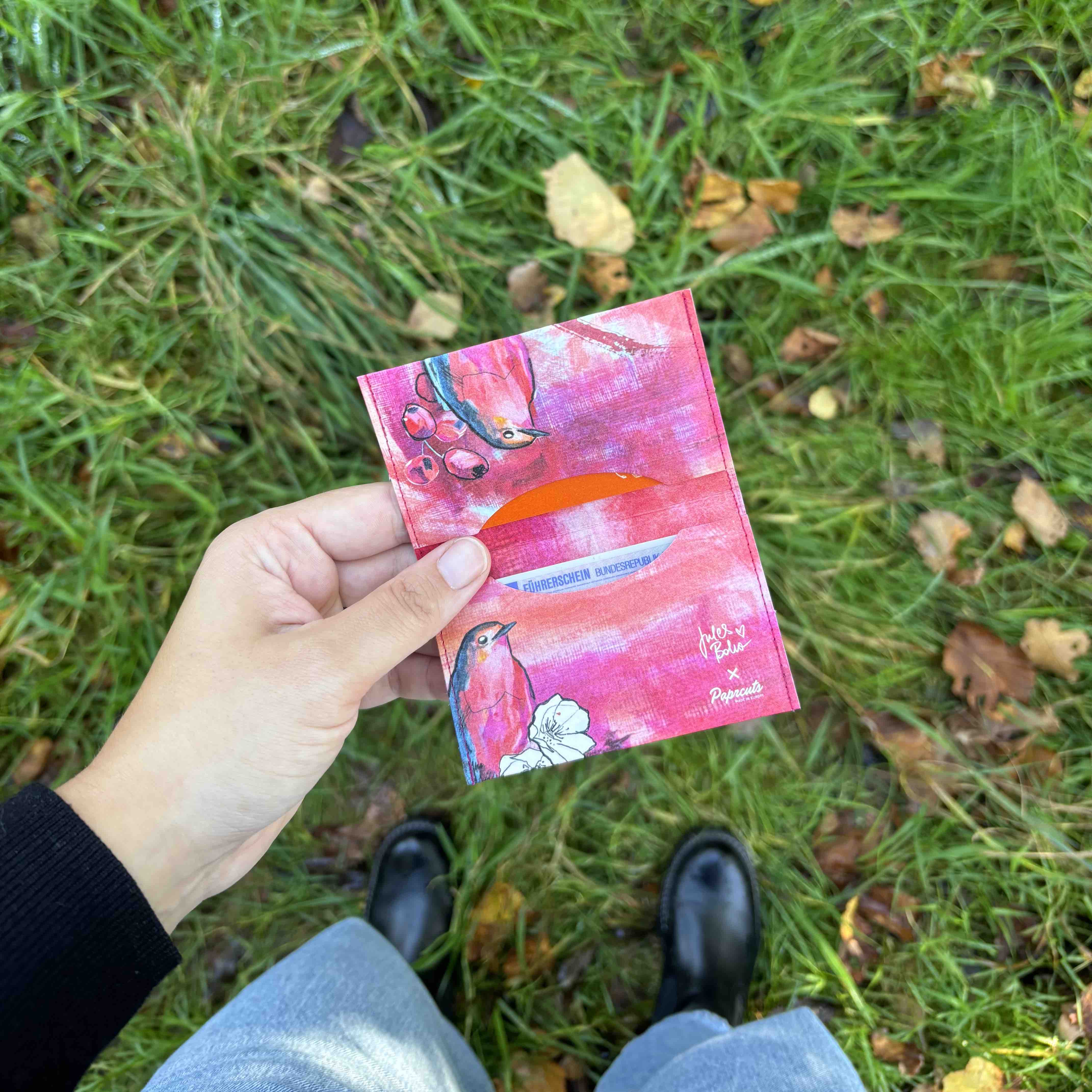 Paprcuts RFID Kartenhalter Curious Redbreast Kartenetui rosa