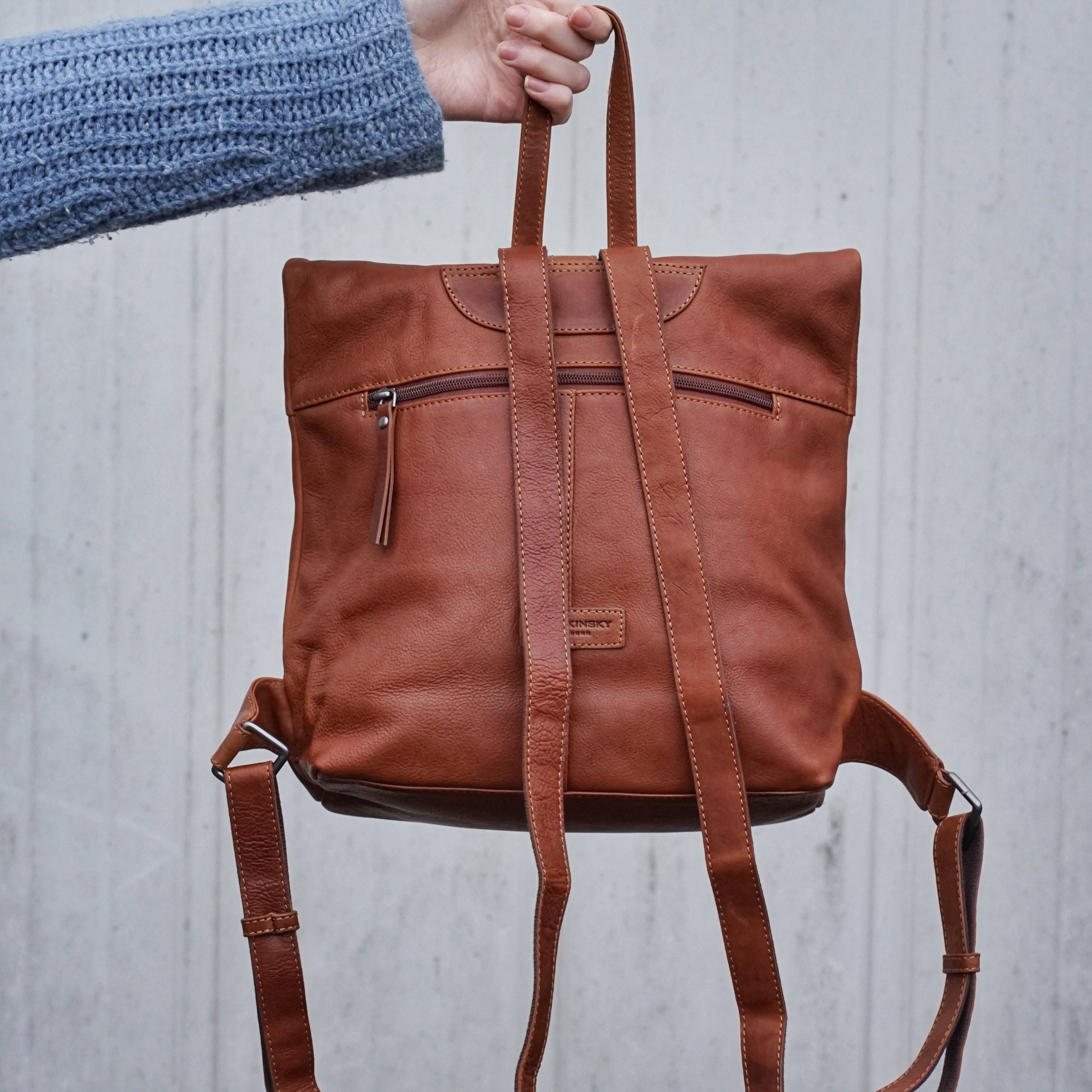 Jack Kinsky Montreal 26N Rucksack Cognac Rindsleder