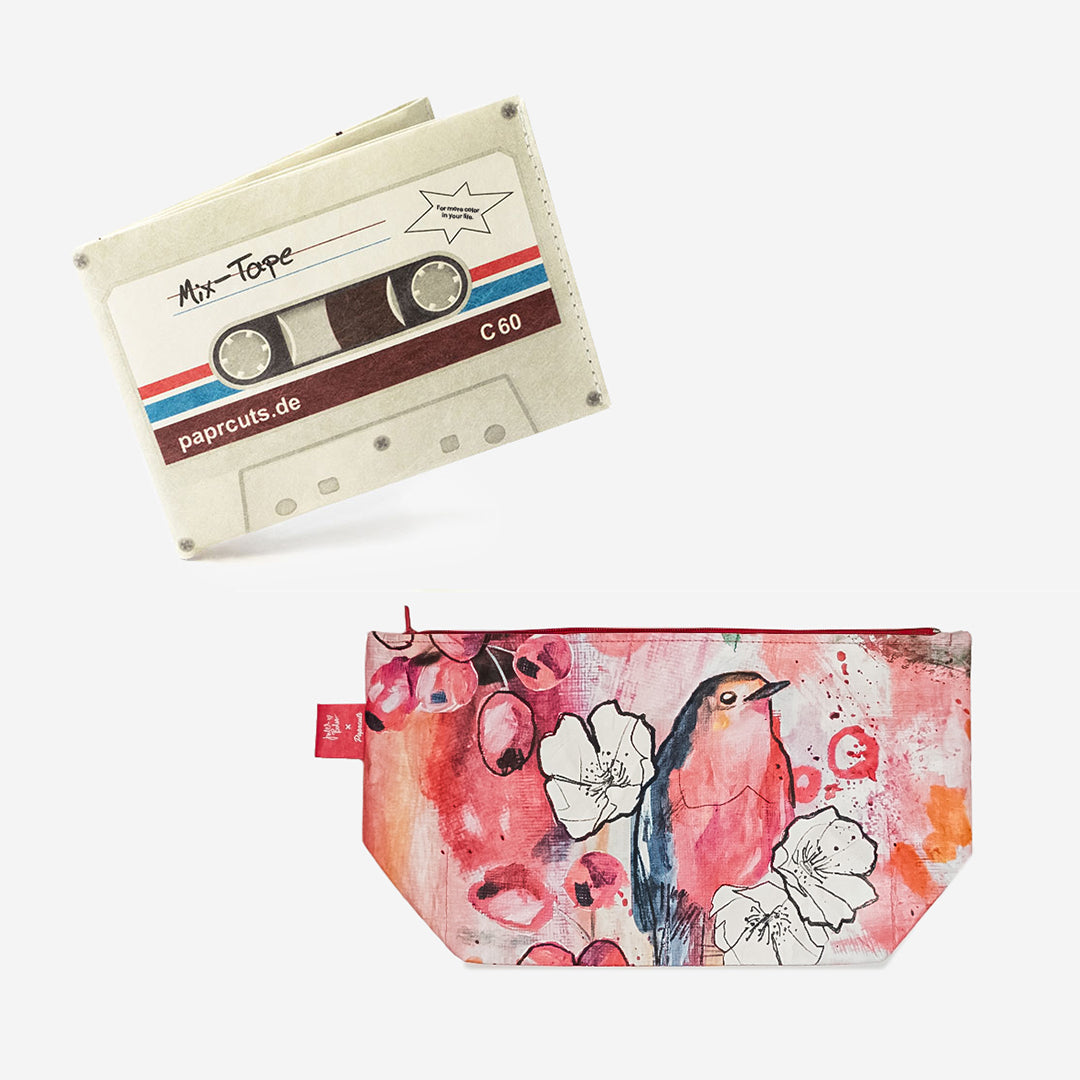 Paprcuts RFID Wallet Portemonnaie Set mit Kulturbeutel