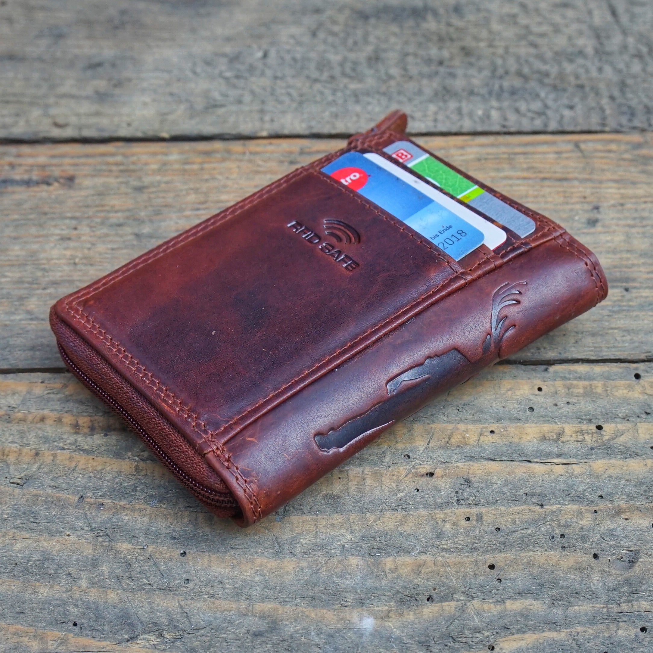 Jack Kinsky Monterey 114 Kartenbörse Cognac Rindleder