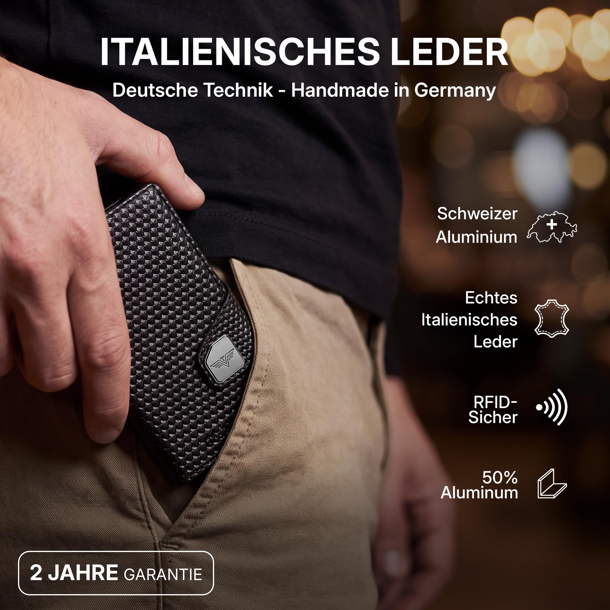 Tru Virtu Coin Pocket Slim Wallet Kartenetui Münzfach RFID Leder