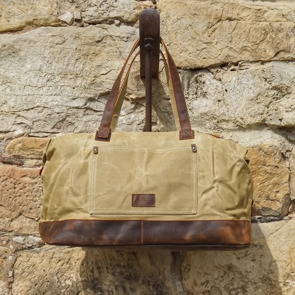 Jack Kinsky Dakar 5 Weekender Sand Canvas Leder