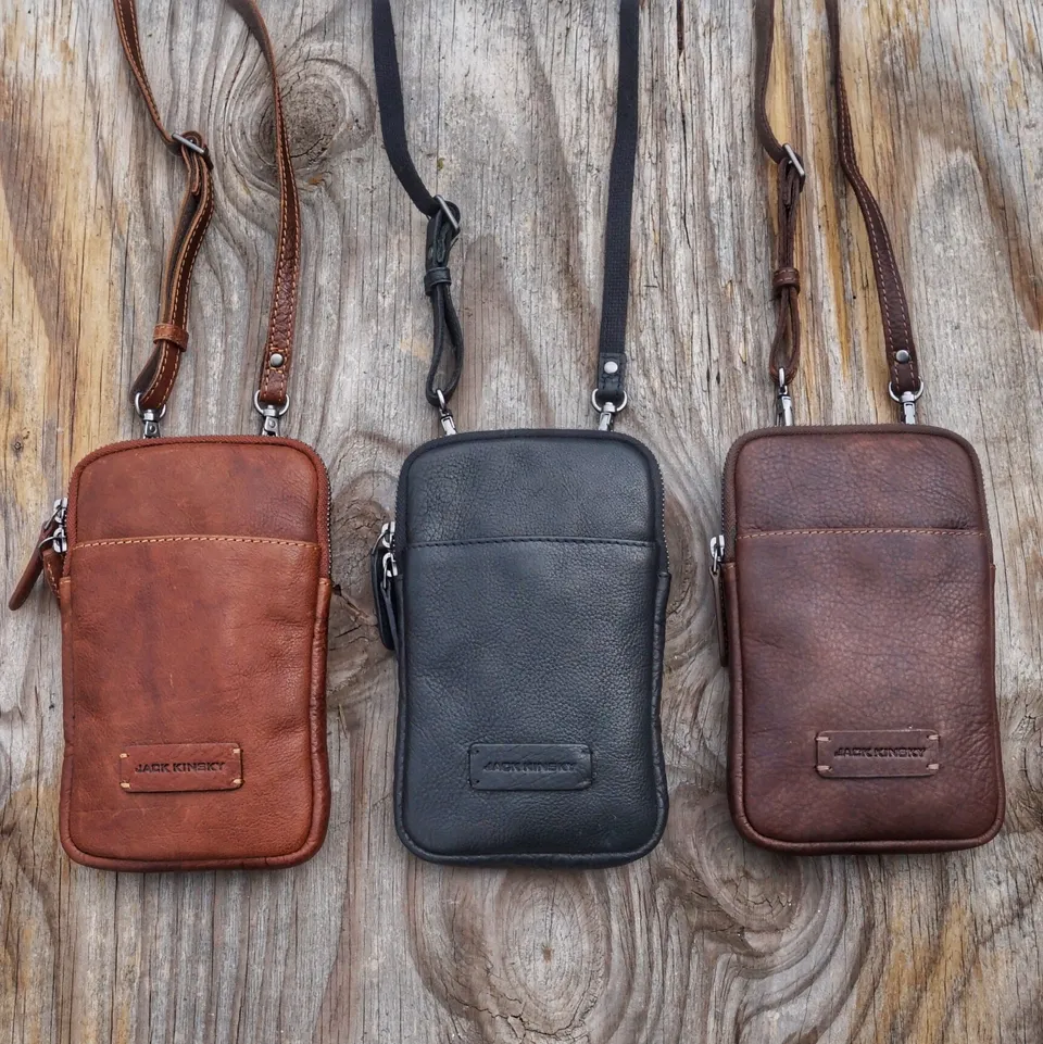 Jack Kinsky Porto 10 Handytasche Cognac Büffelleder