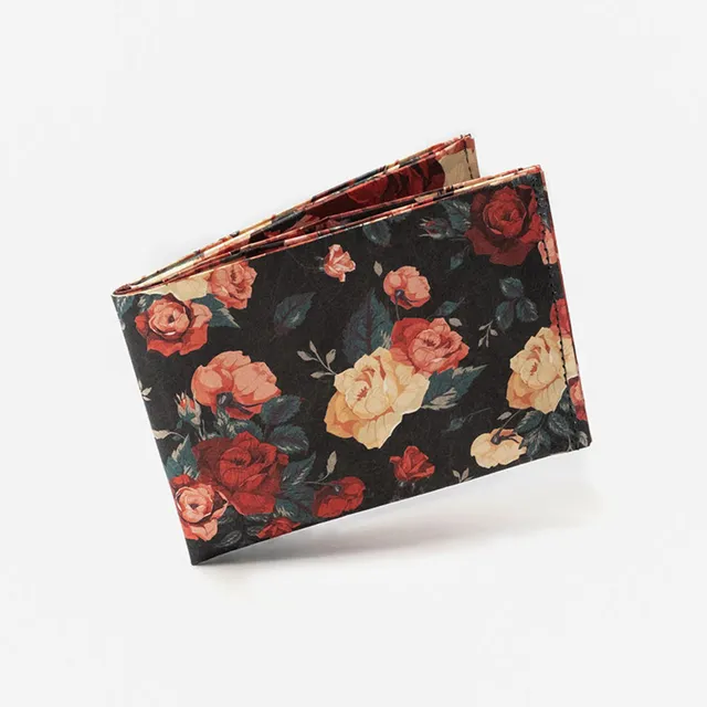 Paprcuts RFID Wallet Flowers Portemonnaie Schwarz Rot Blumen RFID