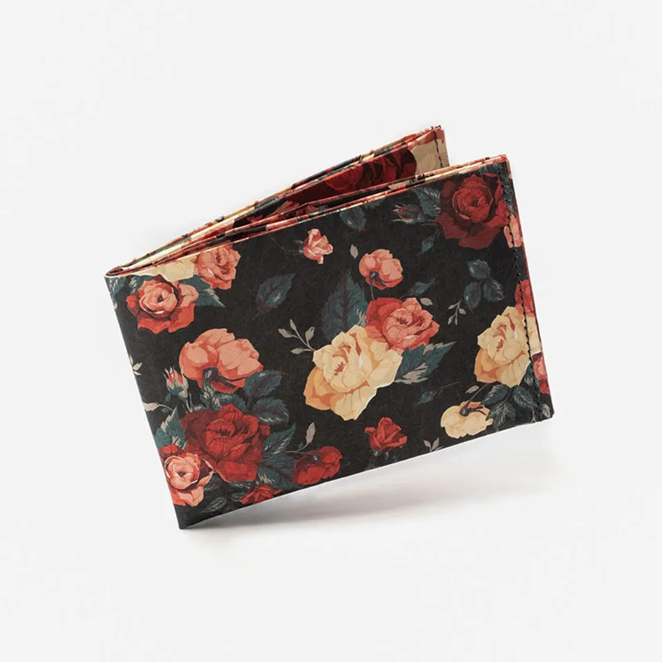 Paprcuts RFID Wallet Flowers Portemonnaie Schwarz Rot Blumen RFID