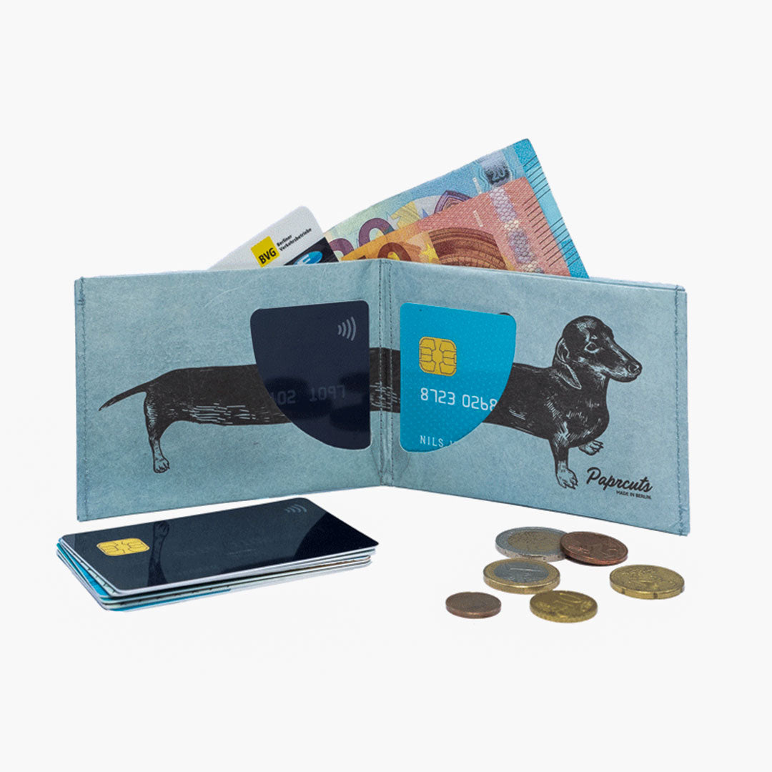 Paprcuts RFID Wallet Sausage Dog Portemonnaie Blau Dackel RFID
