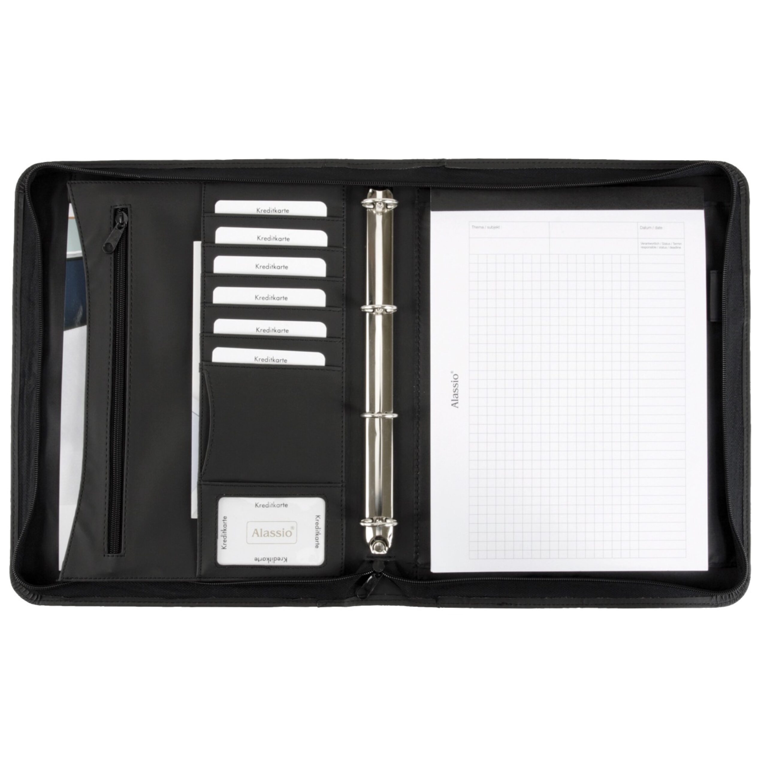Alumaxx Rondo Ringbuchmappe A4 Schwarz Kunstleder