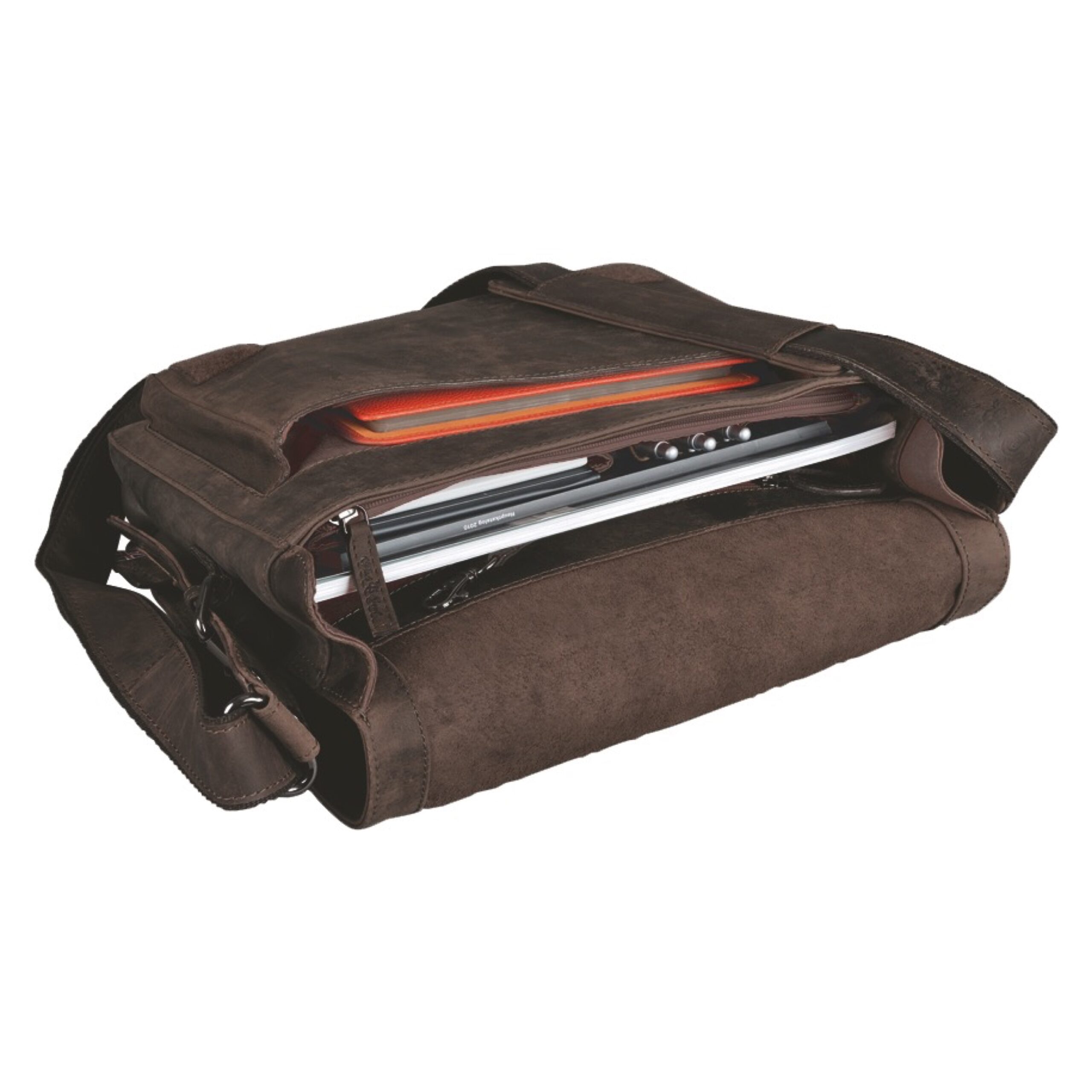 Alumaxx Ben Umhängetasche braun Leder Laptopfach