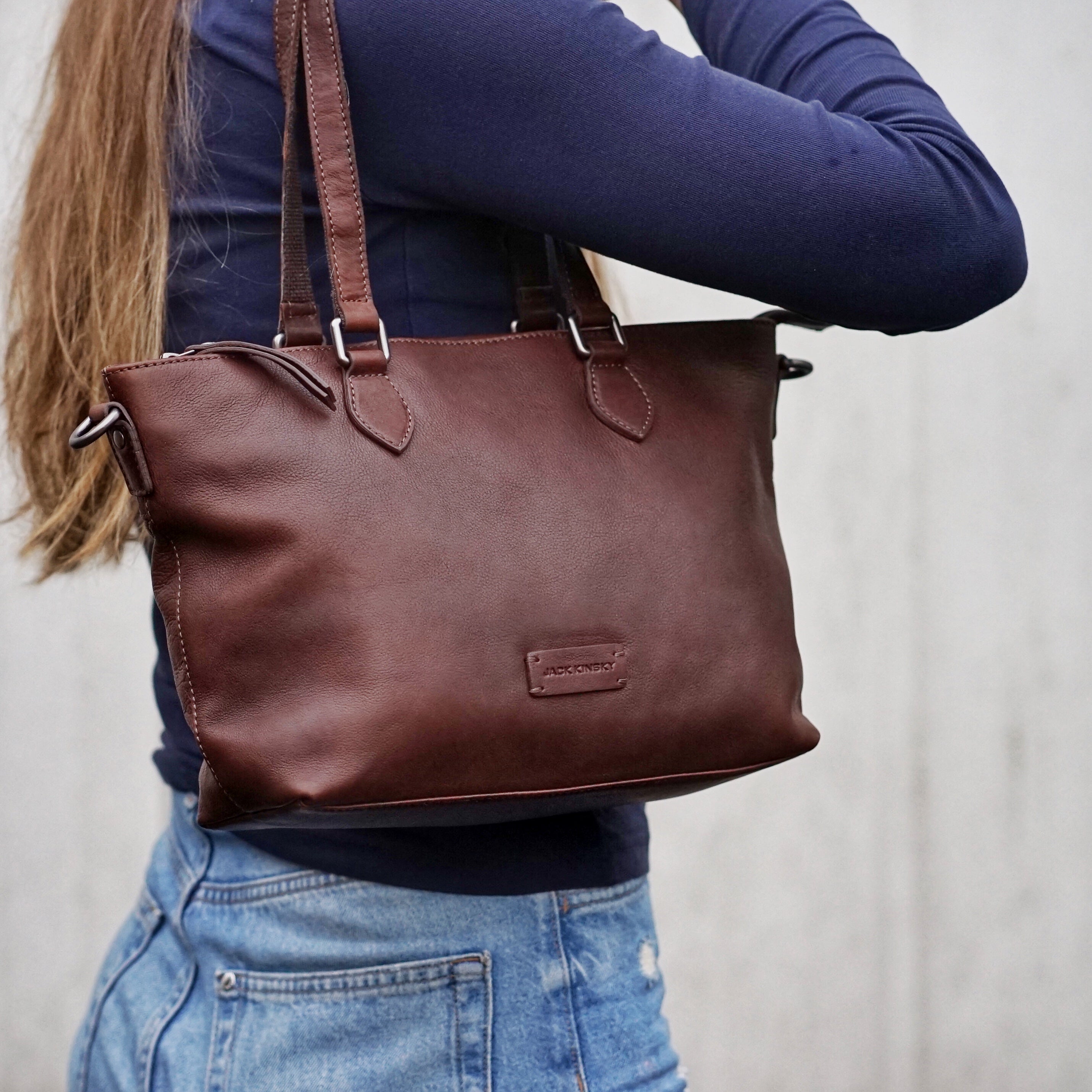 Jack Kinsky Montreal 23N Handtasche Cognac Rindleder