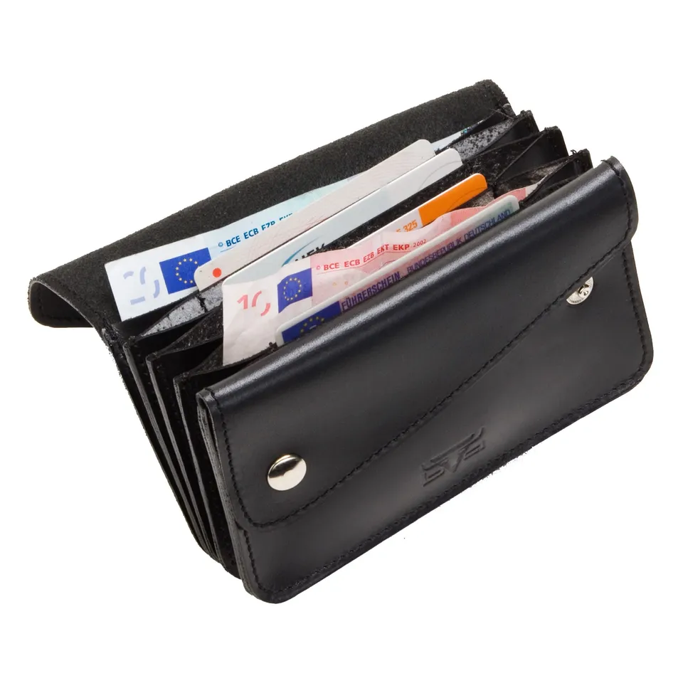 Alumaxx Geldbörse Querformat Brieftasche schwarz Sattelleder