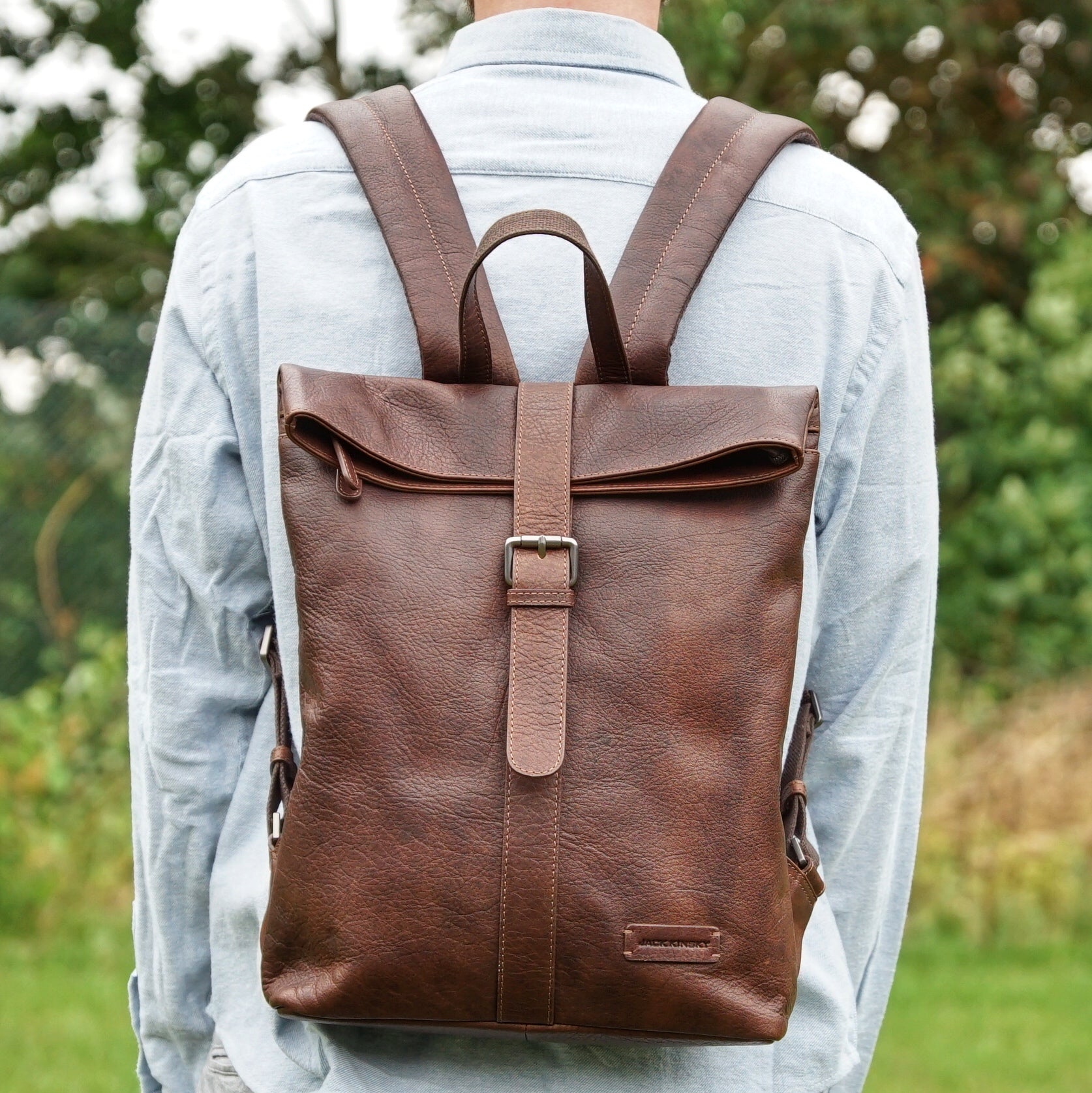 Jack Kinsky Porto 5 Rucksack Cognac Büffelleder Laptop