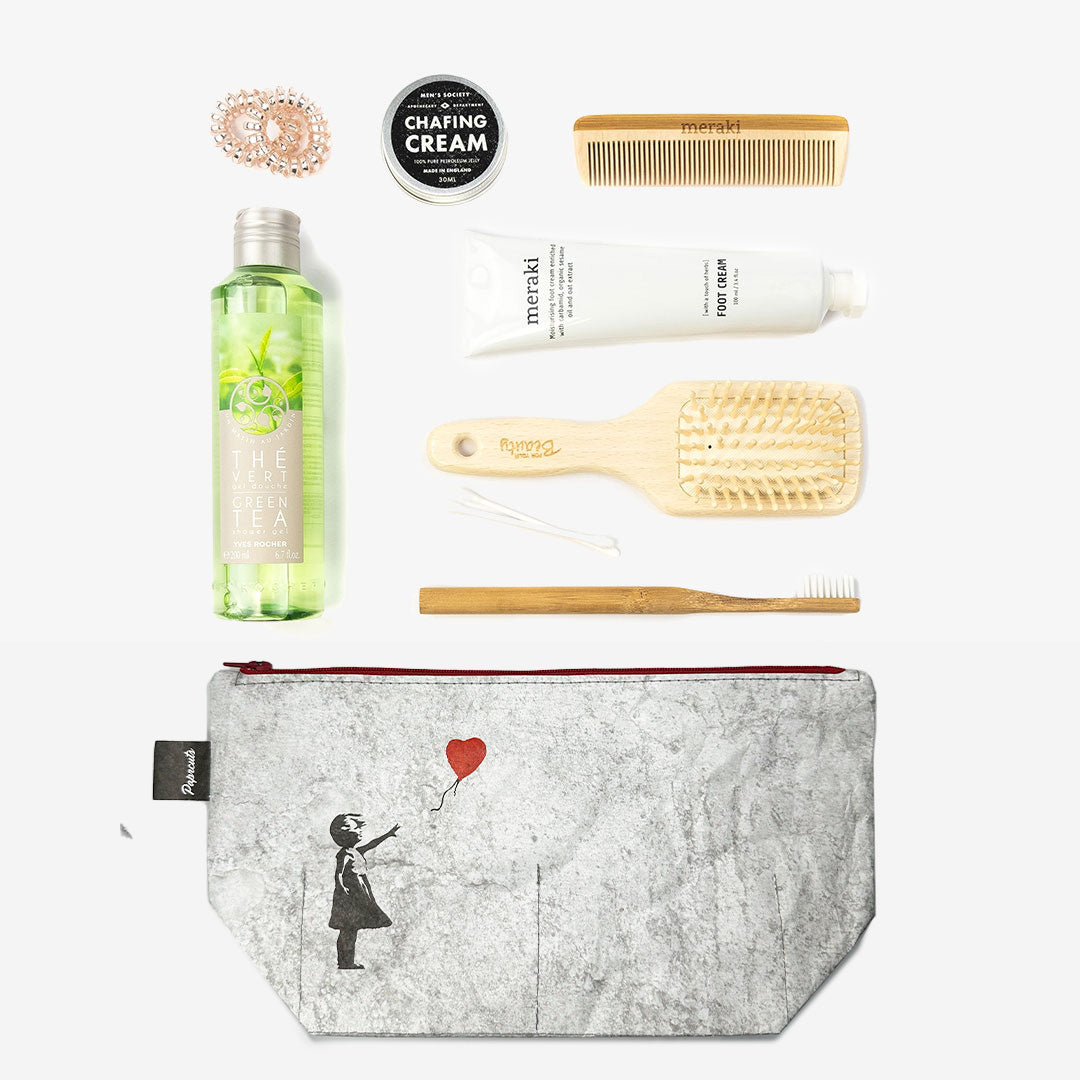 Paprcuts Kulturbeutel Balloon Girl Waschtasche beige Tyvek