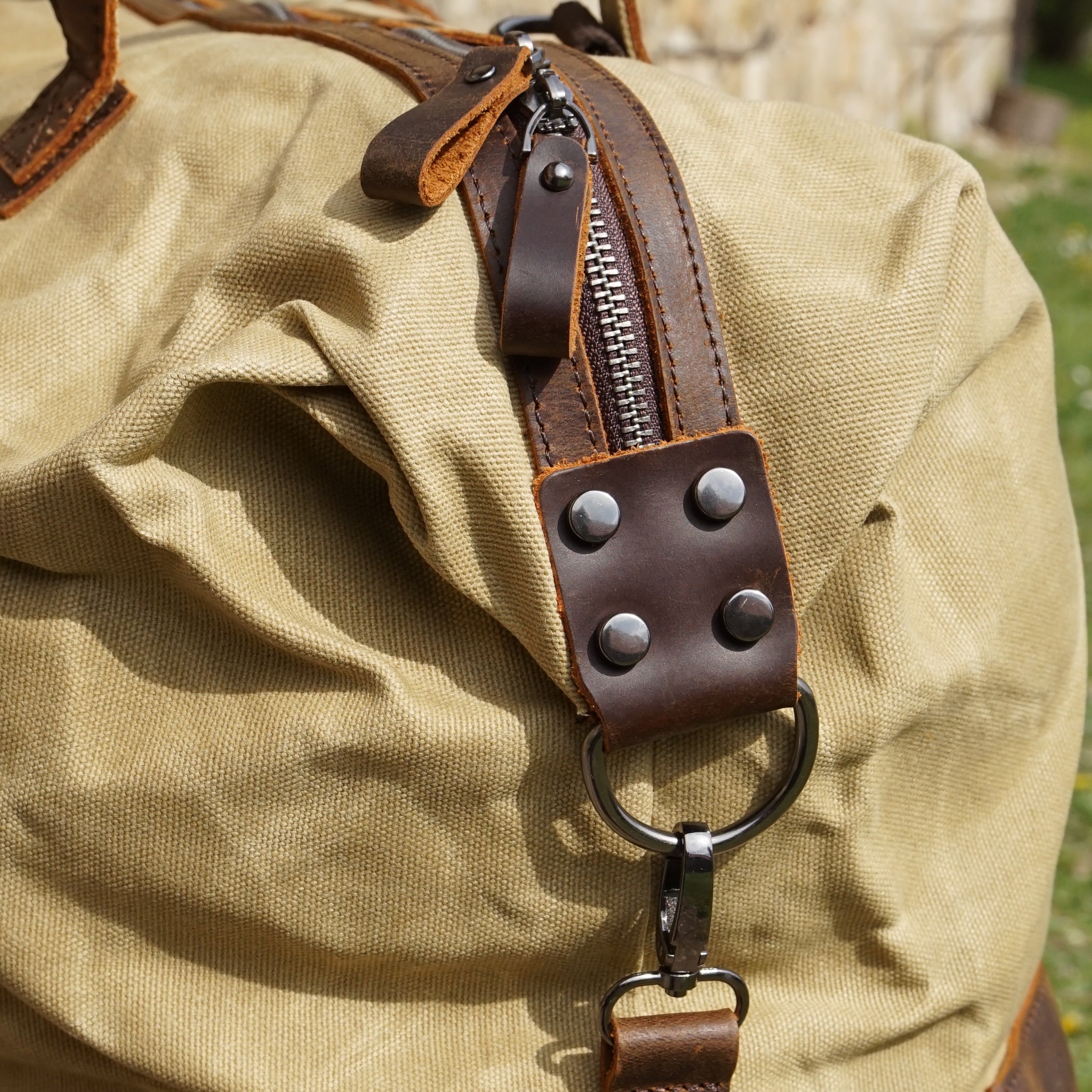 Jack Kinsky Dakar 5 Weekender Sand Canvas Leder