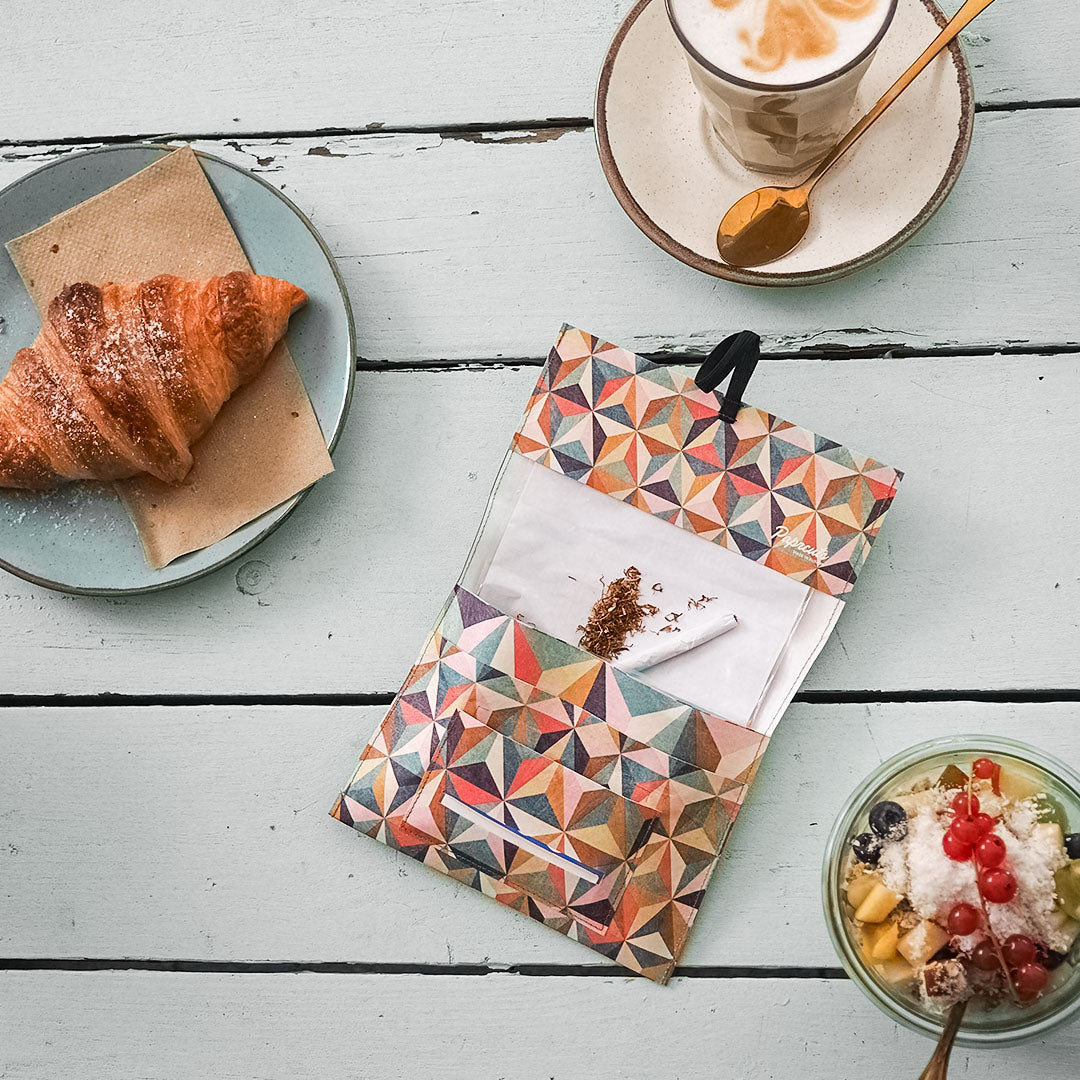 Paprcuts Tabakbeutel Abstract Retro Drehtasche bunt vegan