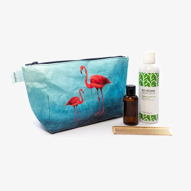 Paprcuts Kulturbeutel Flamingo Waschtasche blau-pink