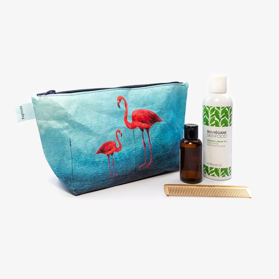 Paprcuts Kulturbeutel Flamingo Waschtasche blau-pink