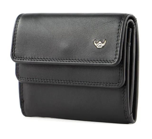 Golden Head Polo Überschlagbörse 10 cm Schwarz Rindleder