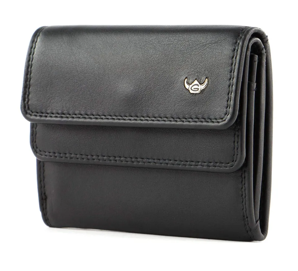 Golden Head Polo Überschlagbörse 10 cm Schwarz Rindleder