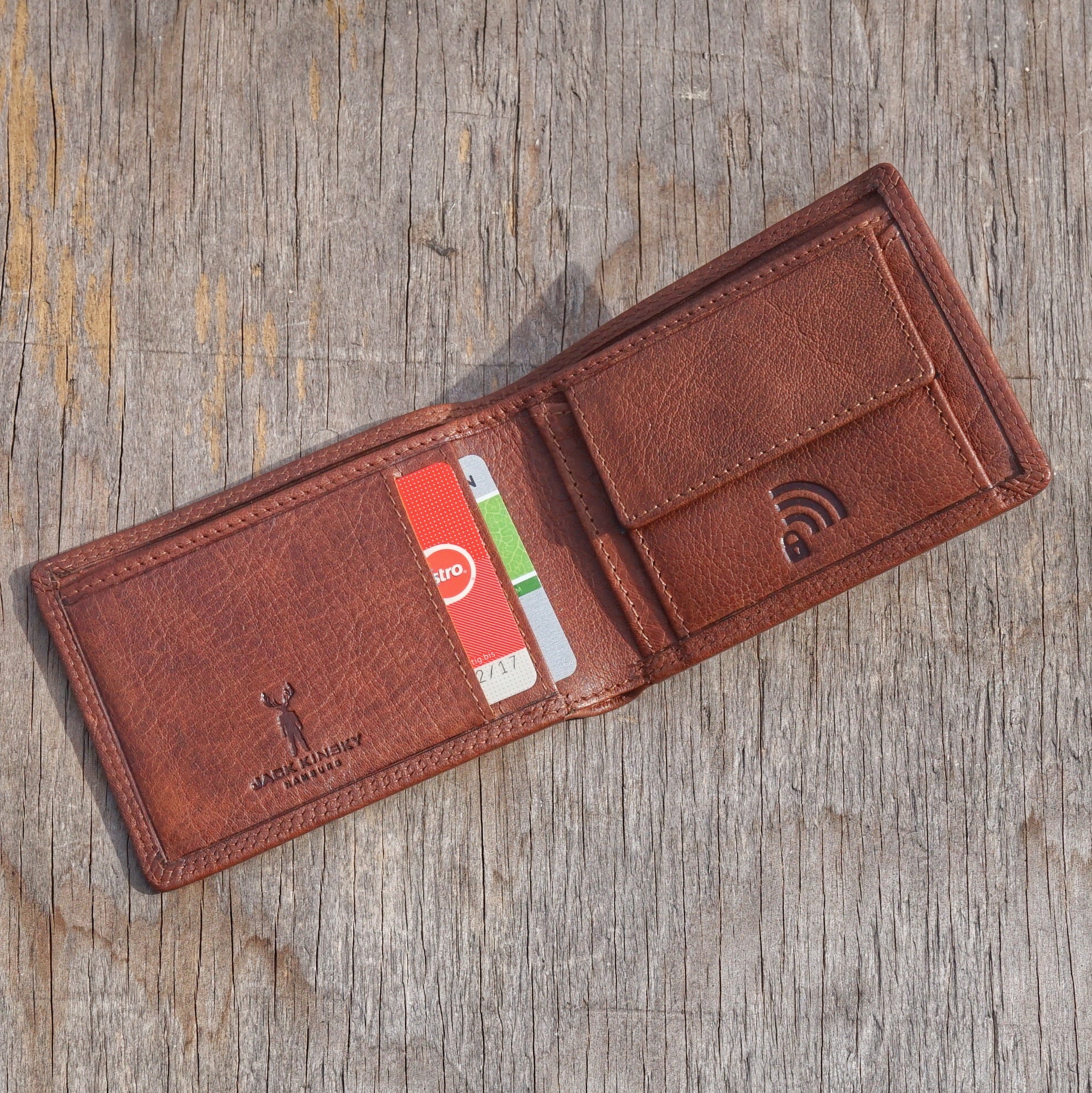 Jack Kinsky Porto 104 Minibörse Cognac Büffelleder RFID