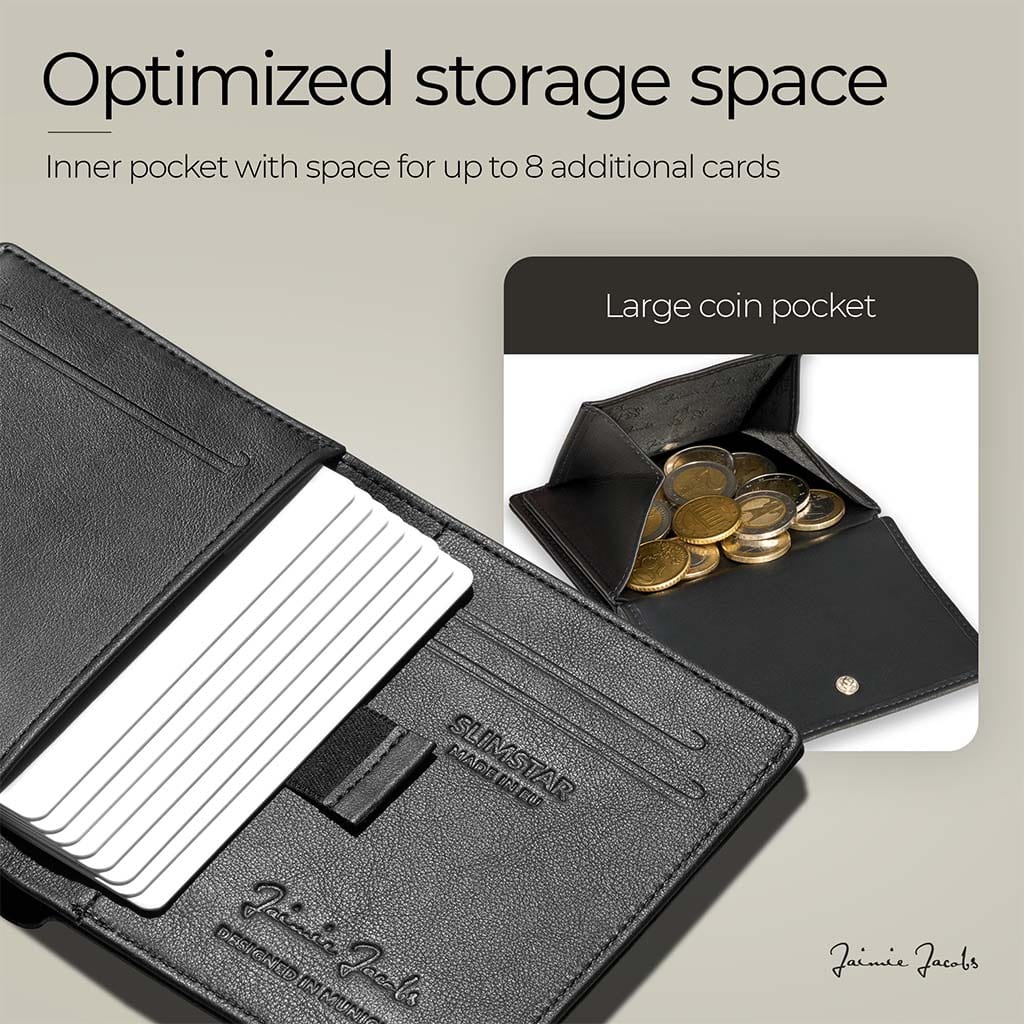 Jaimie Jacobs Slimstar Wallet Black großes Münzfach RFID