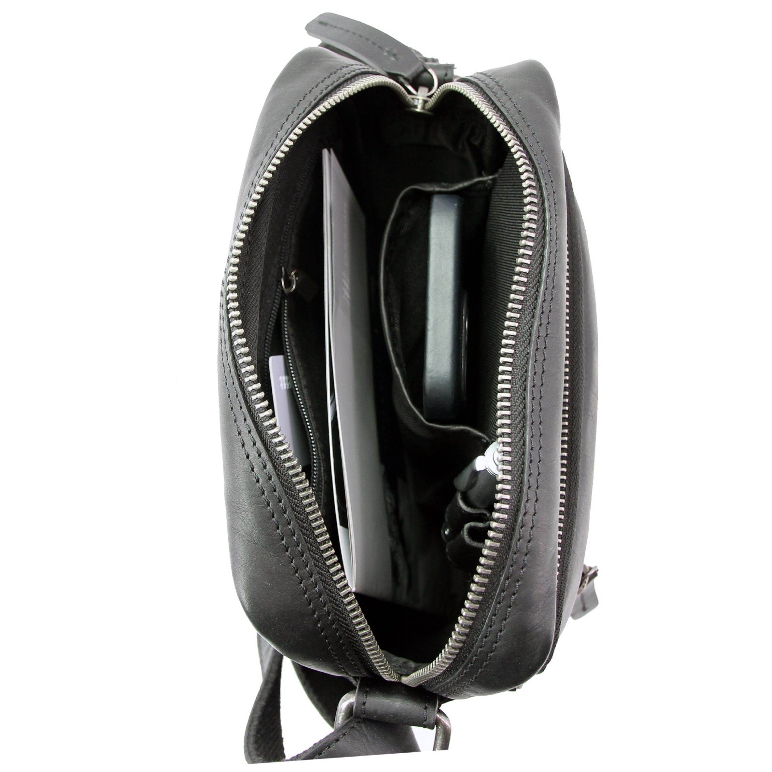 Alumaxx PORT Umhängetasche Leder schwarz 18x25cm