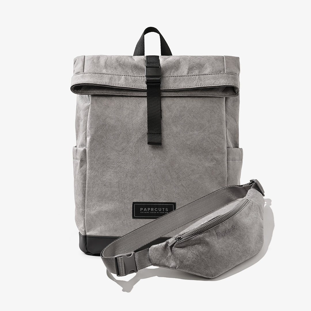 Paprcuts Berlin Rucksack Just Grey Bundle mit Bauchtasche