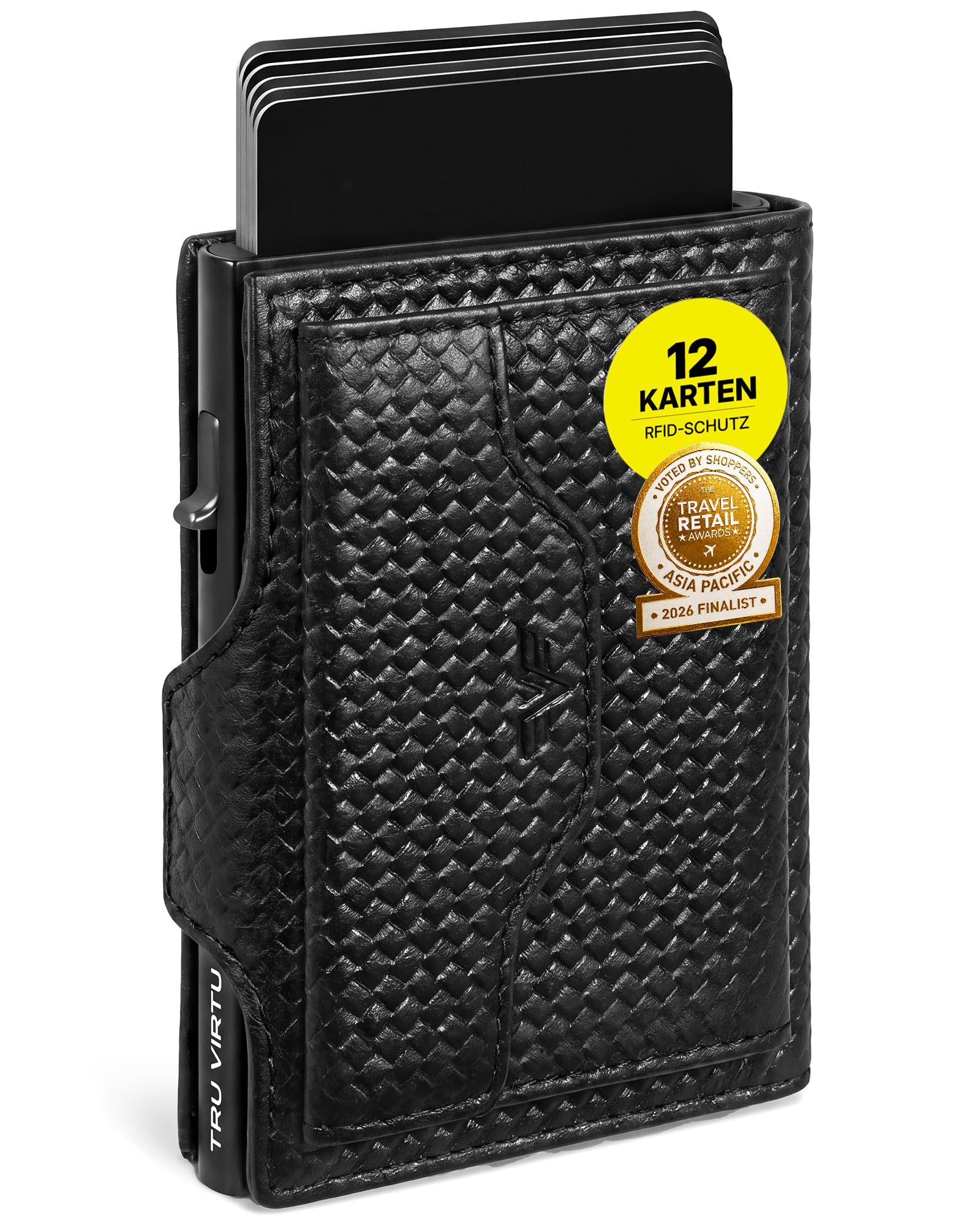Tru Virtu Coin Pocket Slim Wallet Kartenetui Münzfach RFID Leder