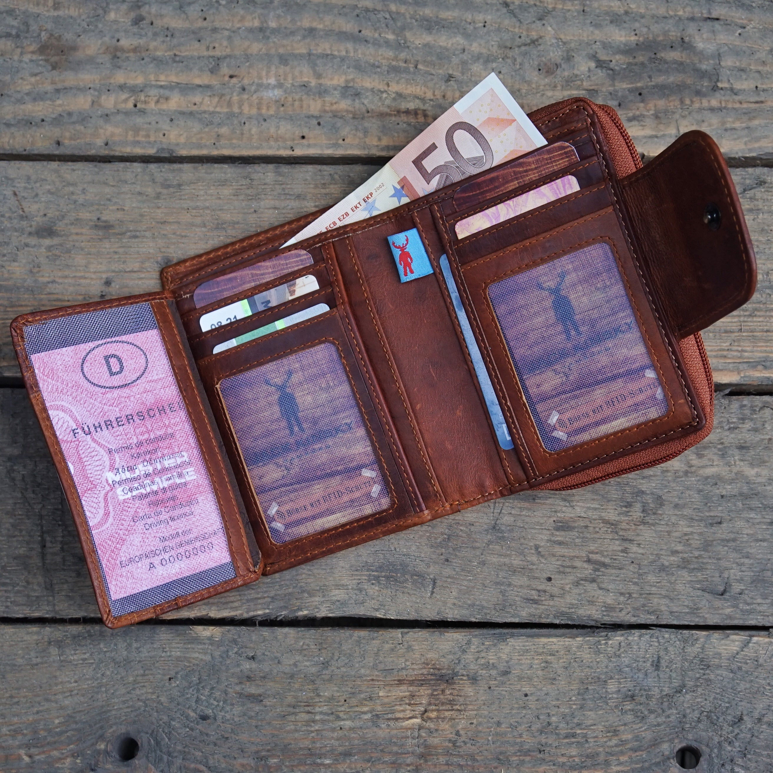 Jack Kinsky Monterey 511 Damenbörse Cognac mit RFID