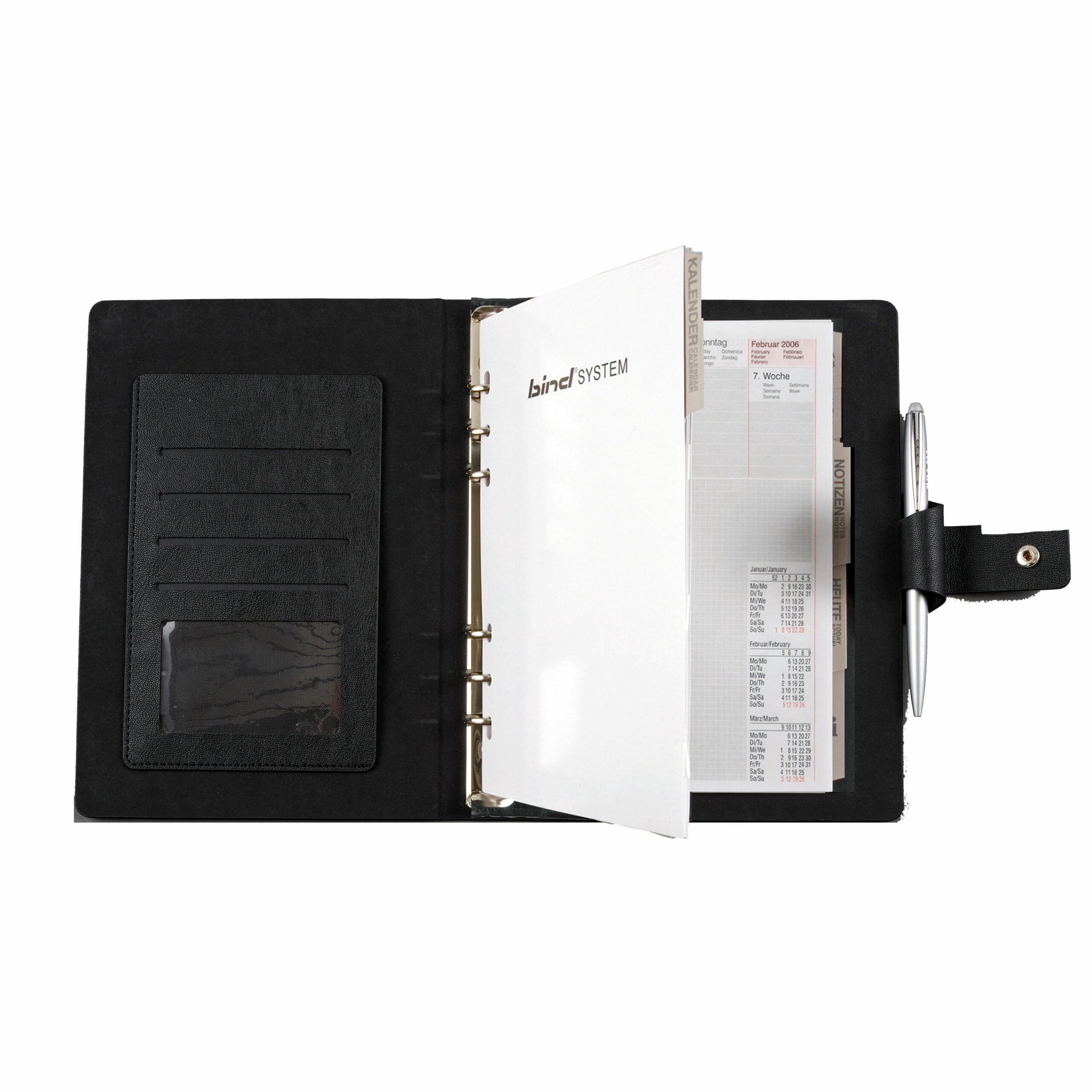 Bind Notizbuch Ringmechanik A6 liniert schwarz 80 Blatt