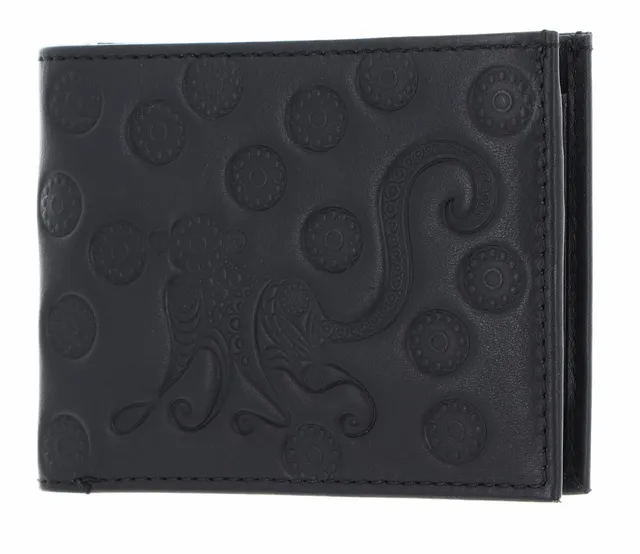 oxmox Leather Pocketbörse Geldbörse Monkey Schwarz Querformat