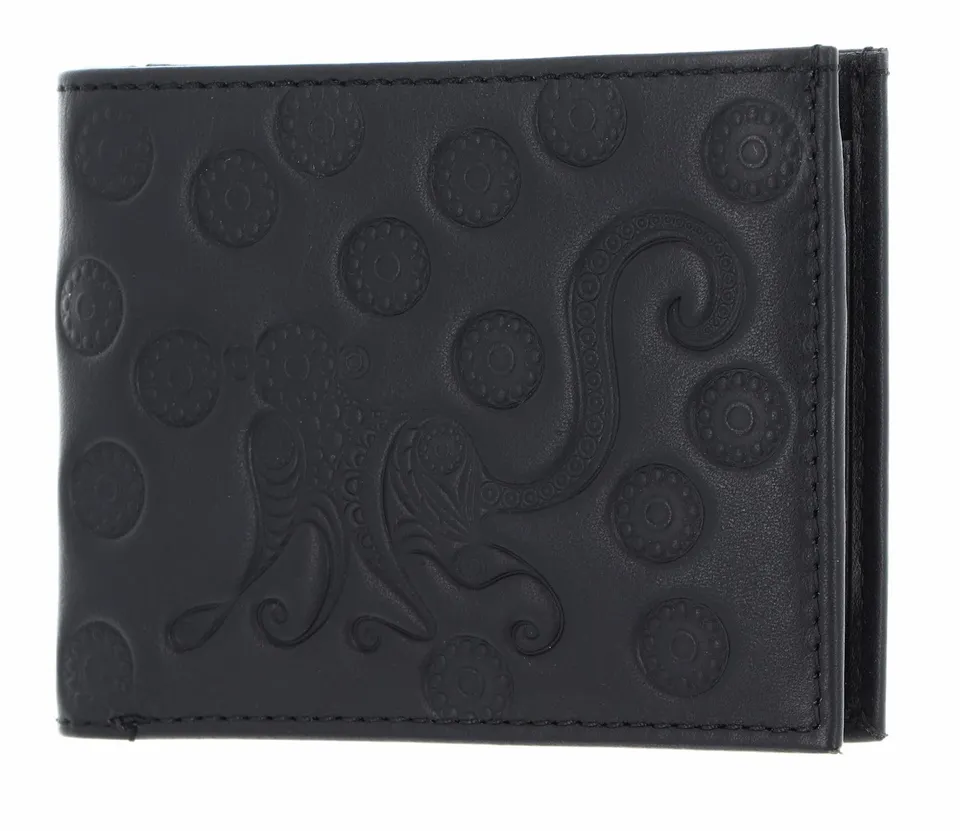 oxmox Leather Pocketbörse Geldbörse Monkey Schwarz Querformat