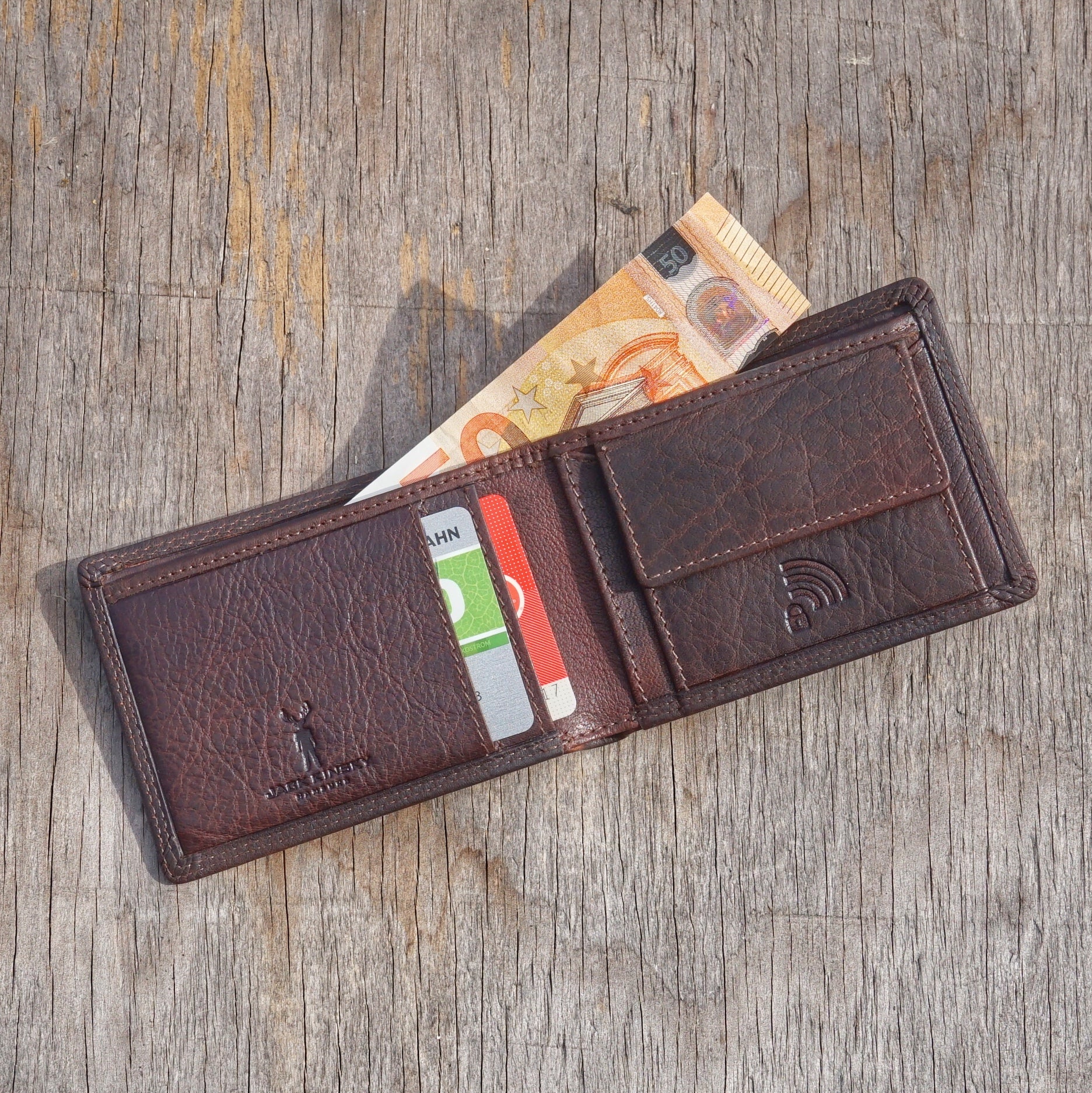 Jack Kinsky Porto 104 Minibörse Cognac Büffelleder RFID