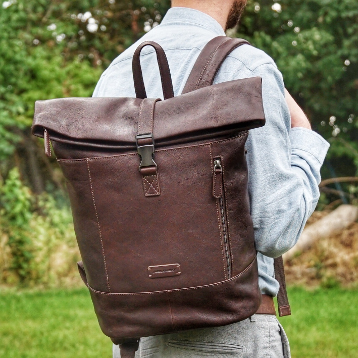 Jack Kinsky Porto 6 Rucksack Cognac Büffelleder Notebookfach