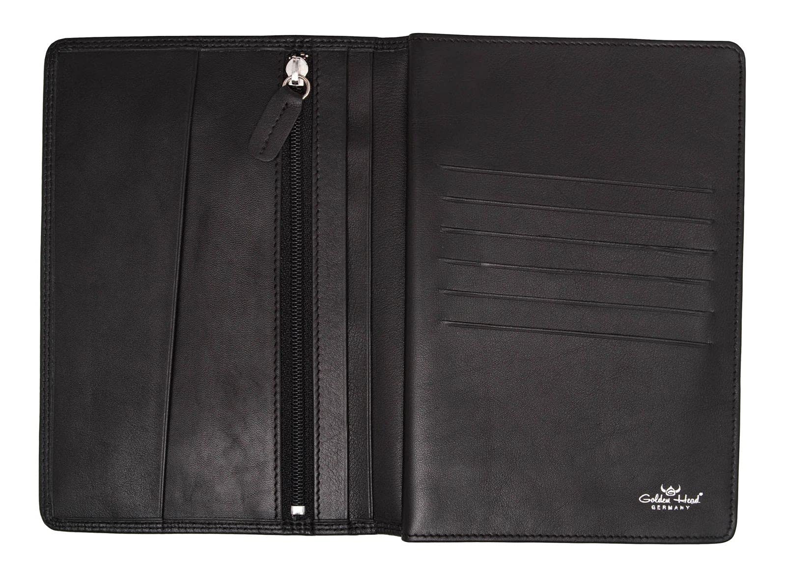 Golden Head Polo Brieftasche 16 cm schwarz Querformat Leder
