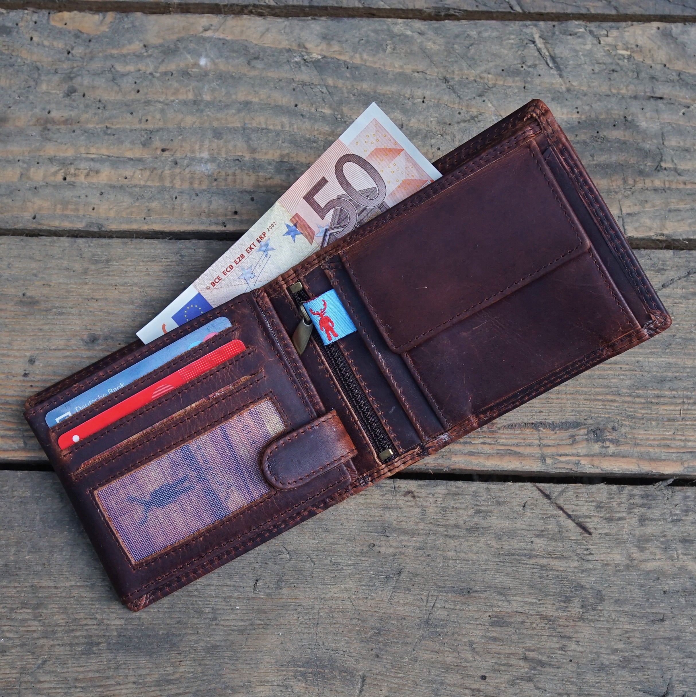 Jack Kinsky Monterey 101 Herrenbörse Cognac Rindleder